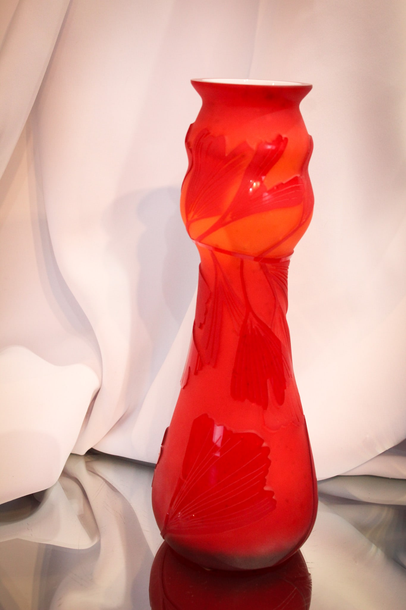 Fenton Kelsey Murphy Bombkamp "Ginko Fire" Cameo Glass Vase (1 of 5)