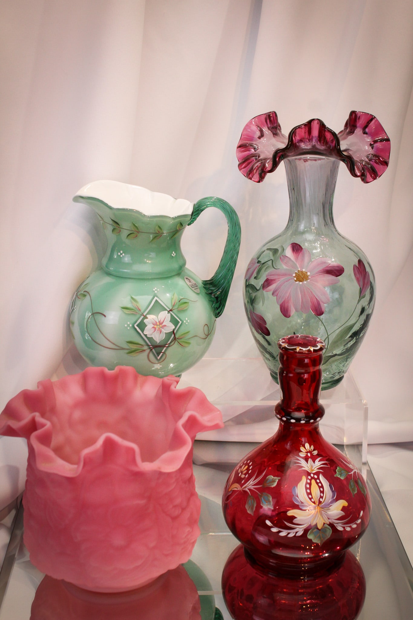 4 pc Lot Fenton Art Glass Hand Painted & More (1 of 15)
