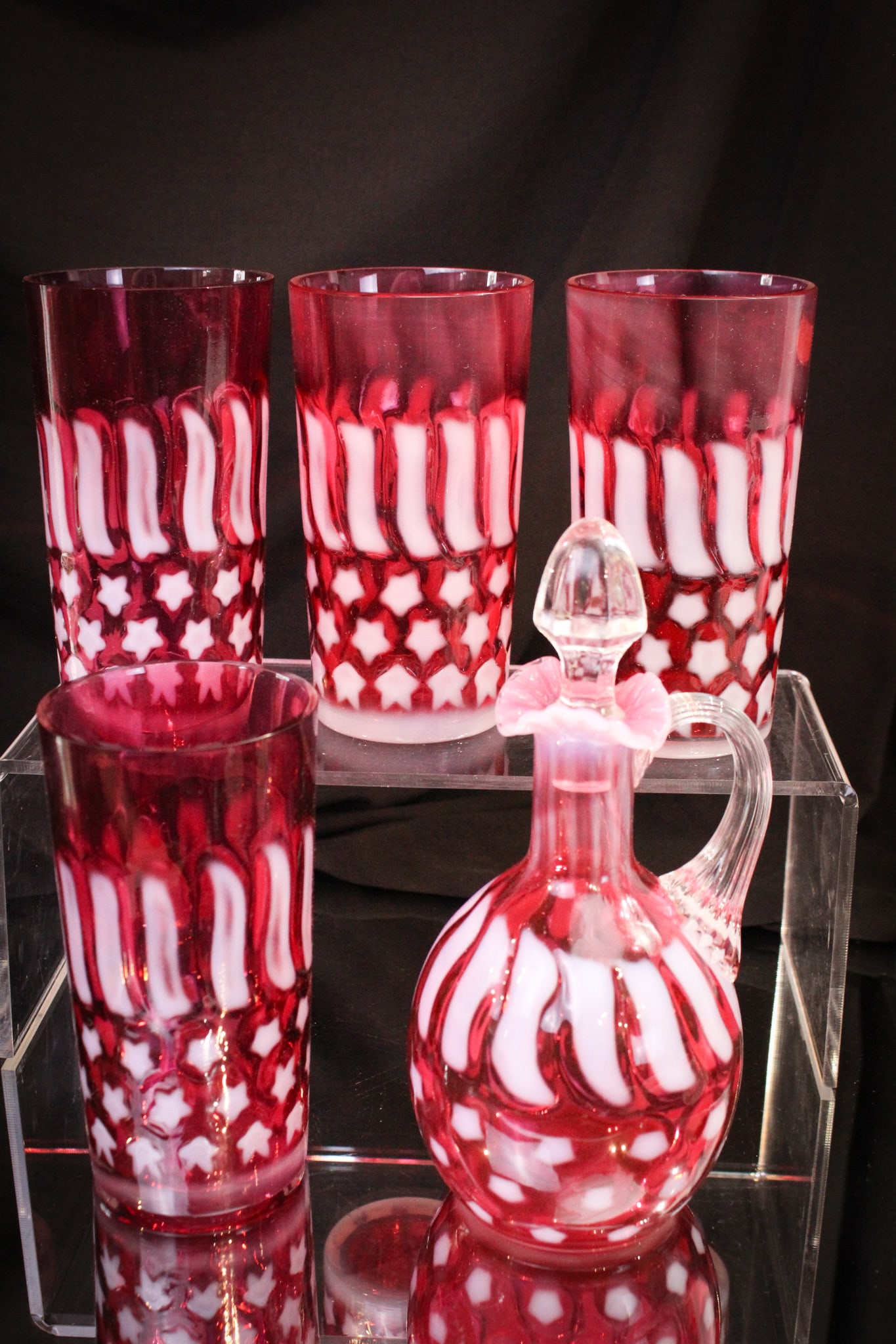 5 pc Lot Fenton LG Wright Cranberry Opalescent Glass (1 of 11)