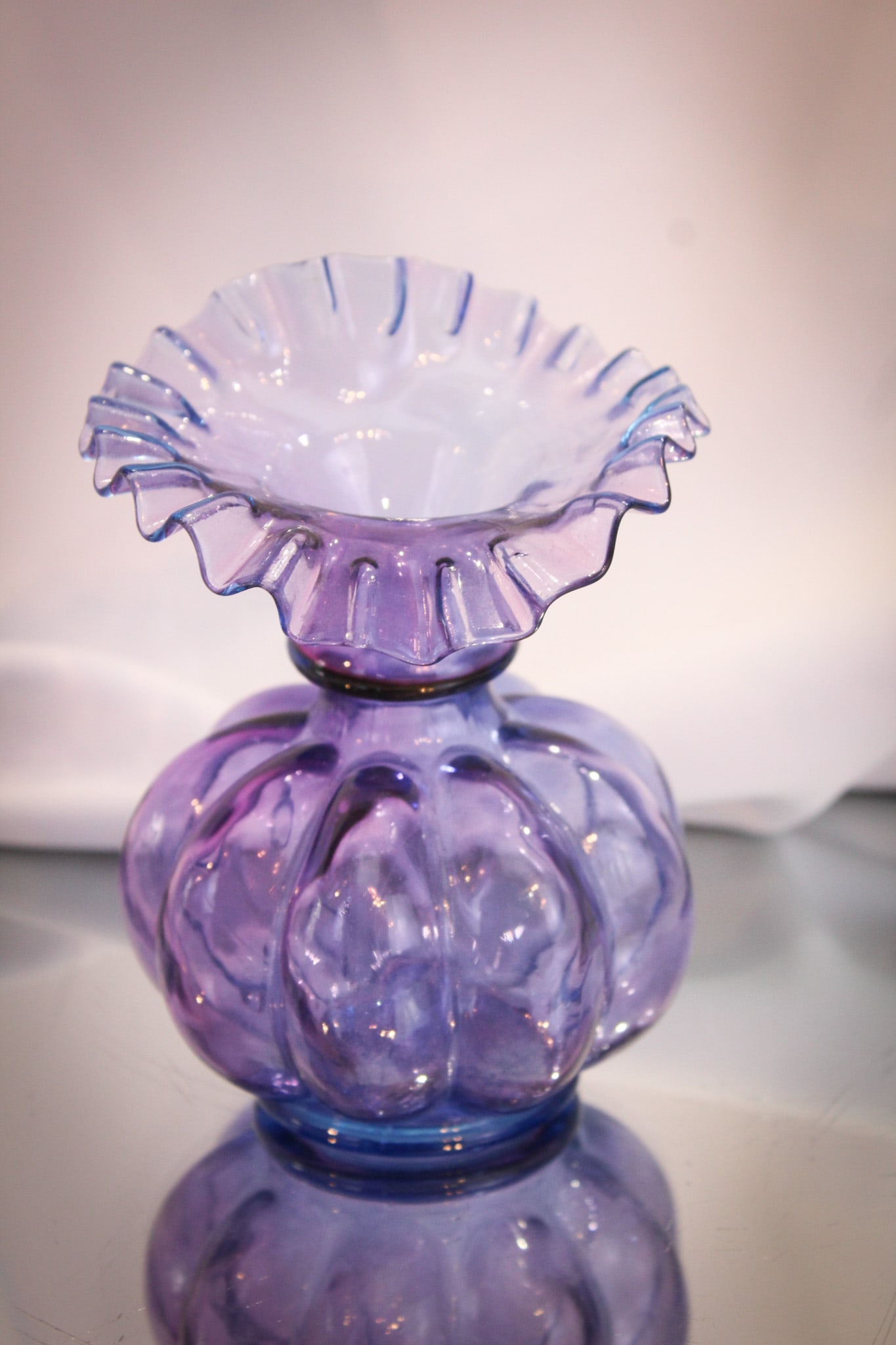 Scarce Fenton Art Glass Mulberry Melon Vase (1 of 5)