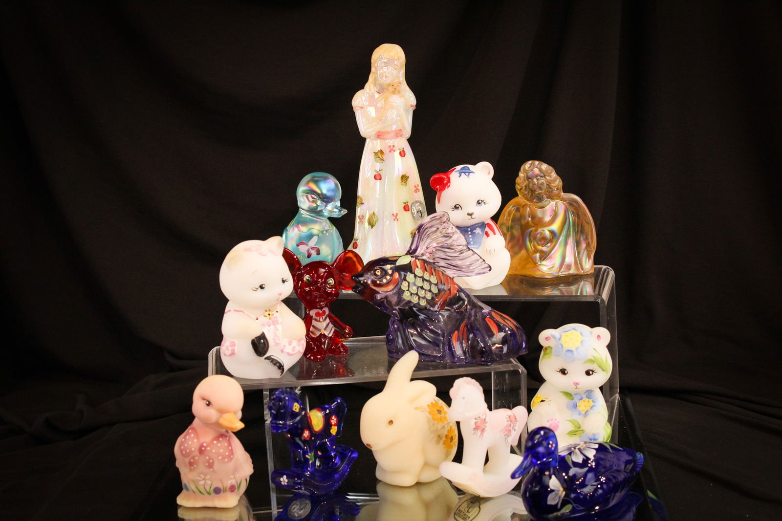 13 pc Lot Fenton Art Glass Figurine Lot (1 of 9)
