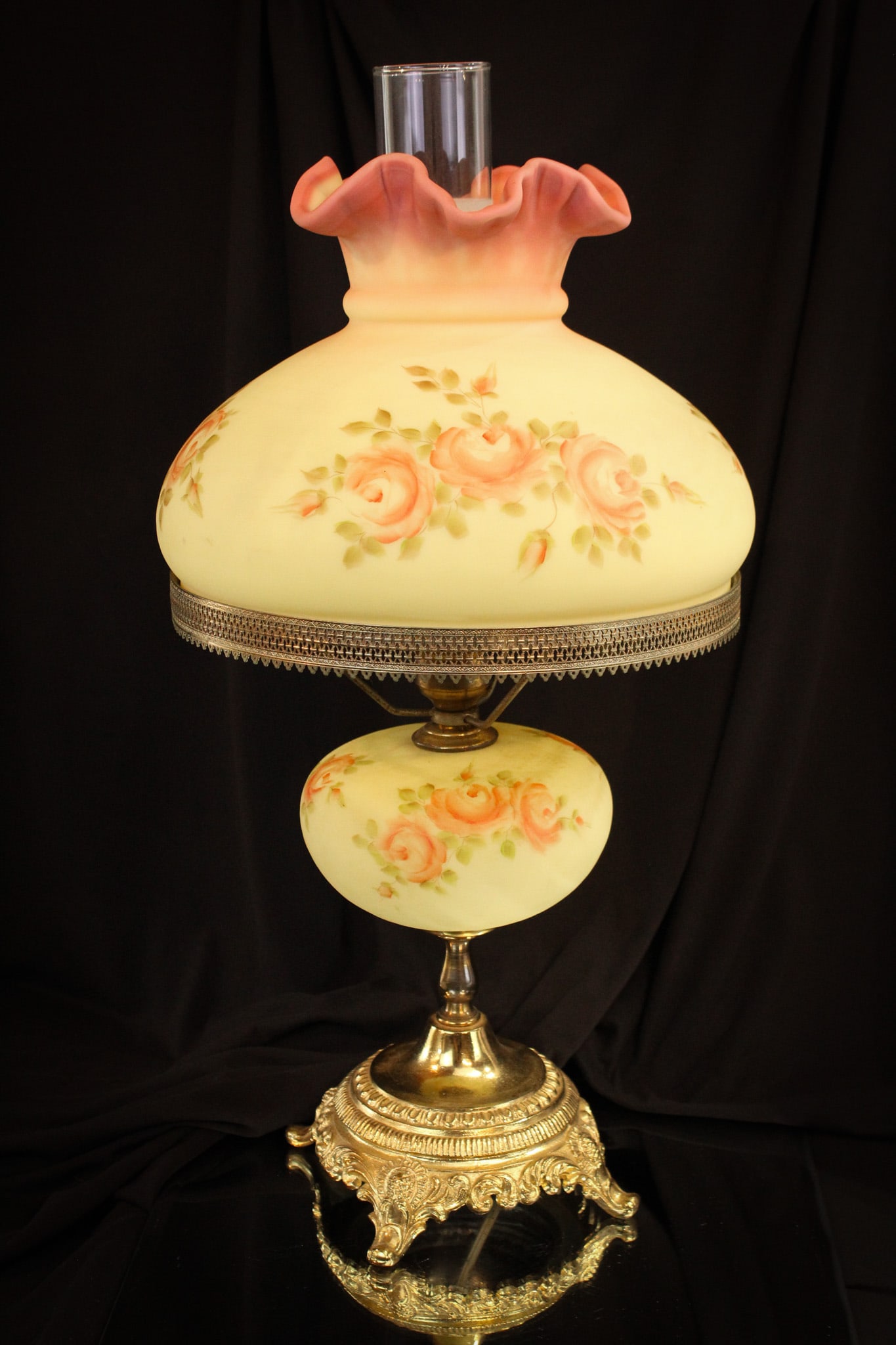 Fenton Roses on Burmese Louise Piper 1971 Lamp (1 of 13)