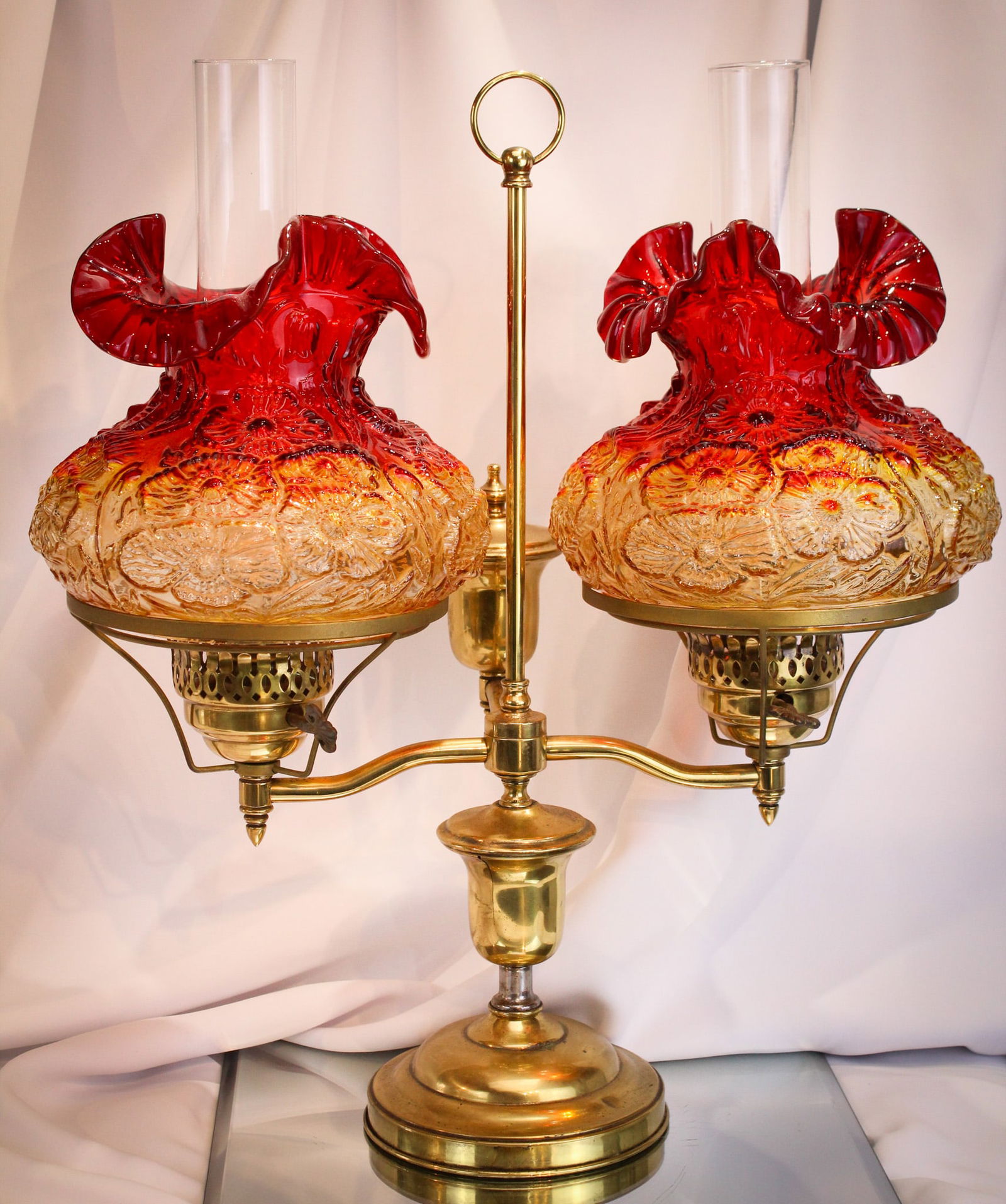 Fenton Amberina Poppy Double Student Lamp (1 of 18)