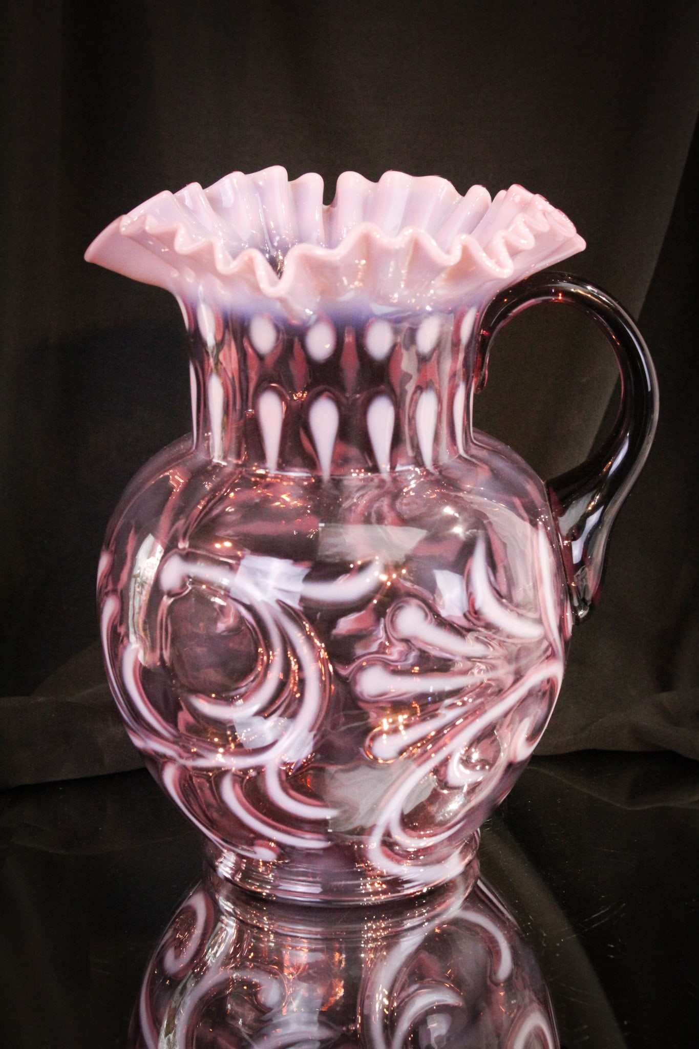 Rare Fenton Buttons & Braids Amythest Opalescent Glass Water Pitcher (1 of 5)