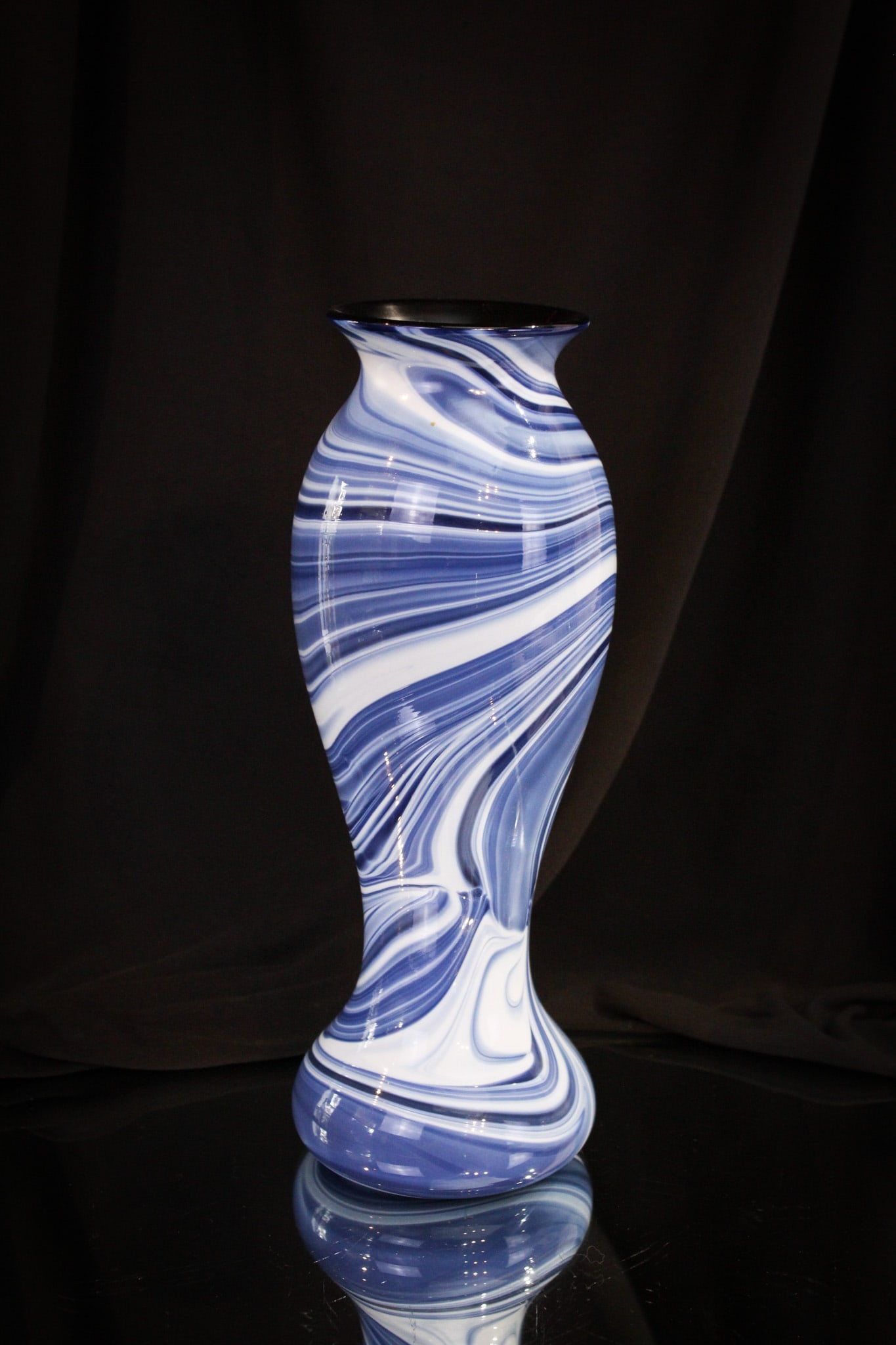Imperial Freehand Lead Lustre Blue Marbleized Vase (1 of 7)