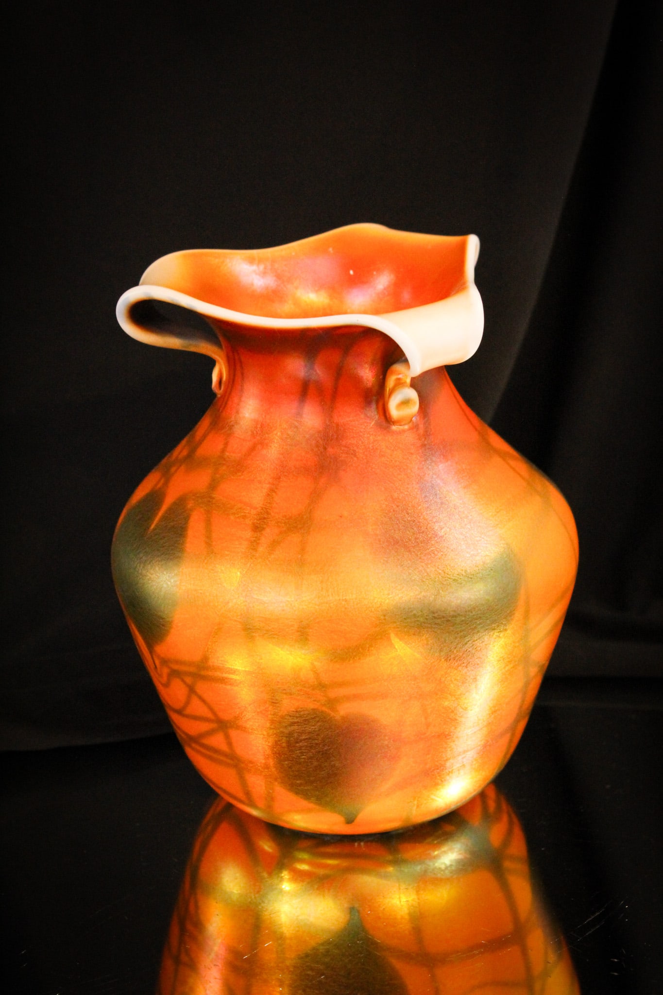 Imperial Freehand Lead Lustre Heart & Vine Rabbit Ears Vase (1 of 5)