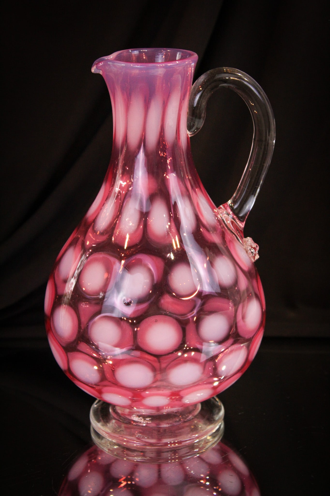 Cranberry Opalescent Glass Coinspot Claret Jug (1 of 6)
