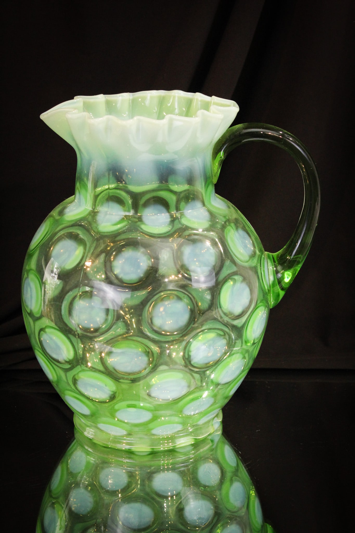 Northwood Footed Green Opalescent Victorian Pitcher (1 of 6)