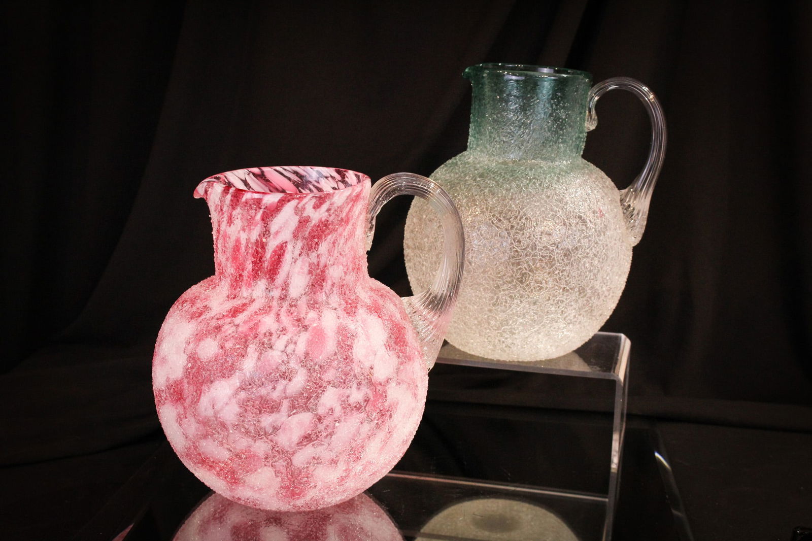 2 pc Lot Victorian Overshot Glass Water Pitchers (1 of 12)