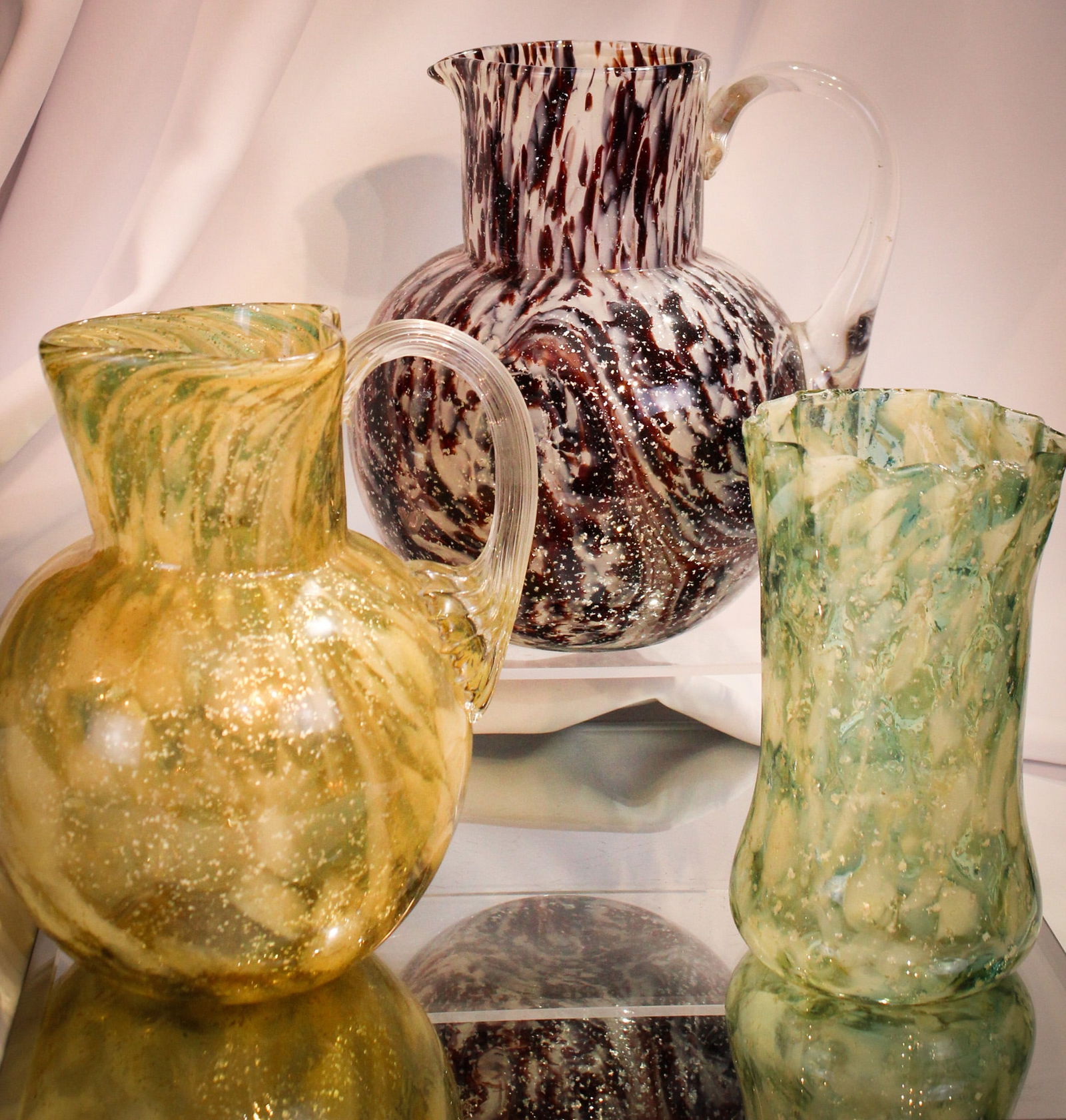 3 pc Lot Victorian Spatter Glass Pitchers and More (1 of 14)