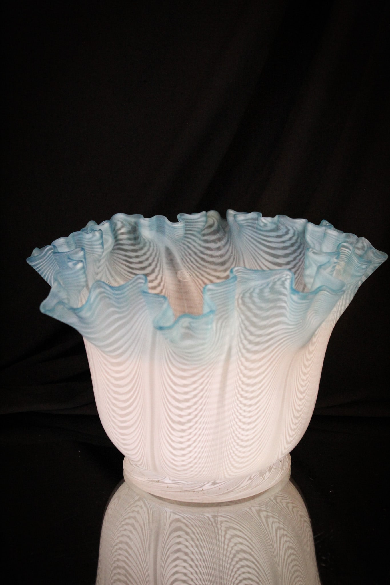 Blue Nailsea Art Glass Victorian Shade (1 of 6)