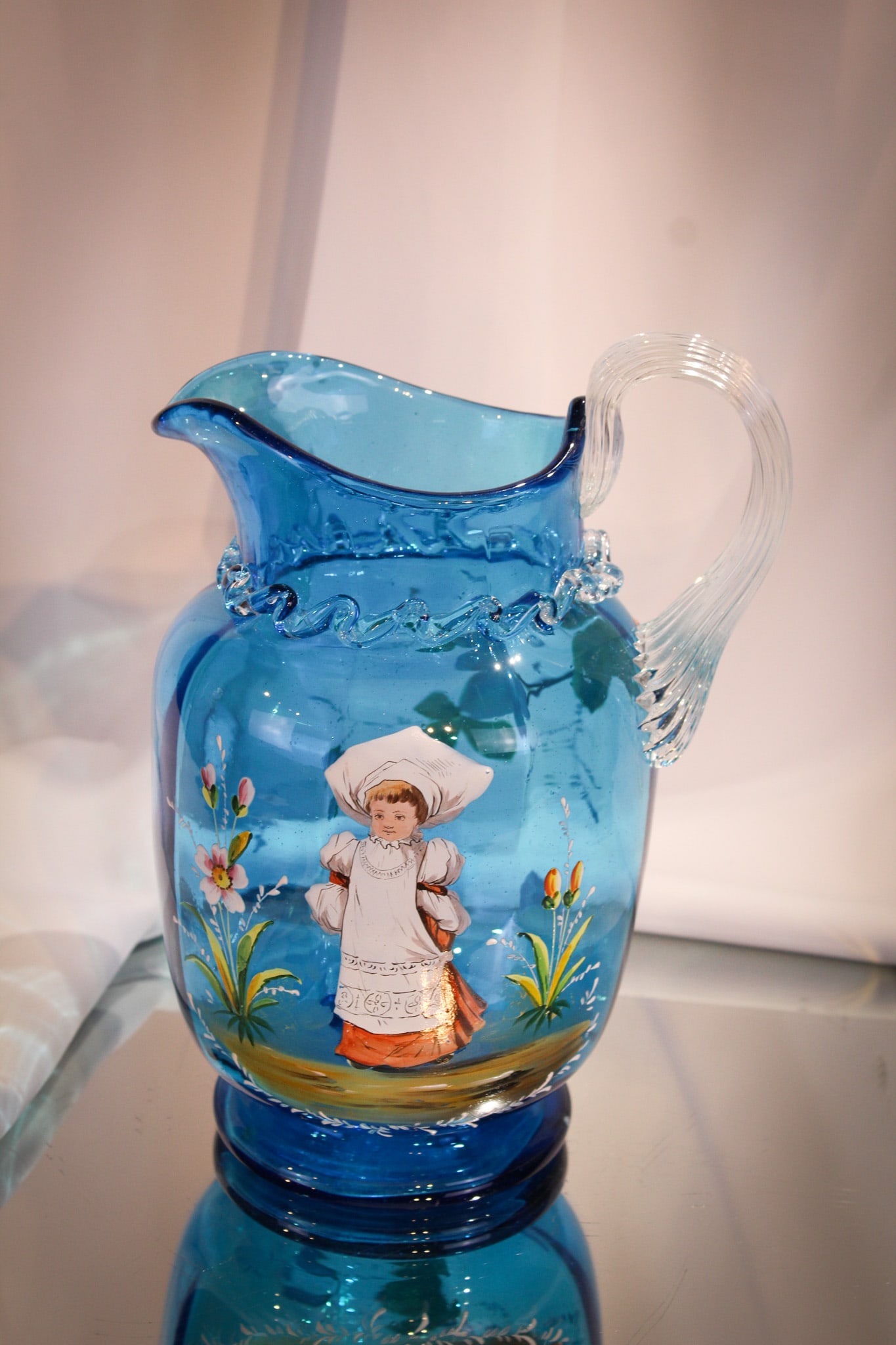 Victorian Mary Gregory Art Glass Victorian Pitcher (1 of 6)
