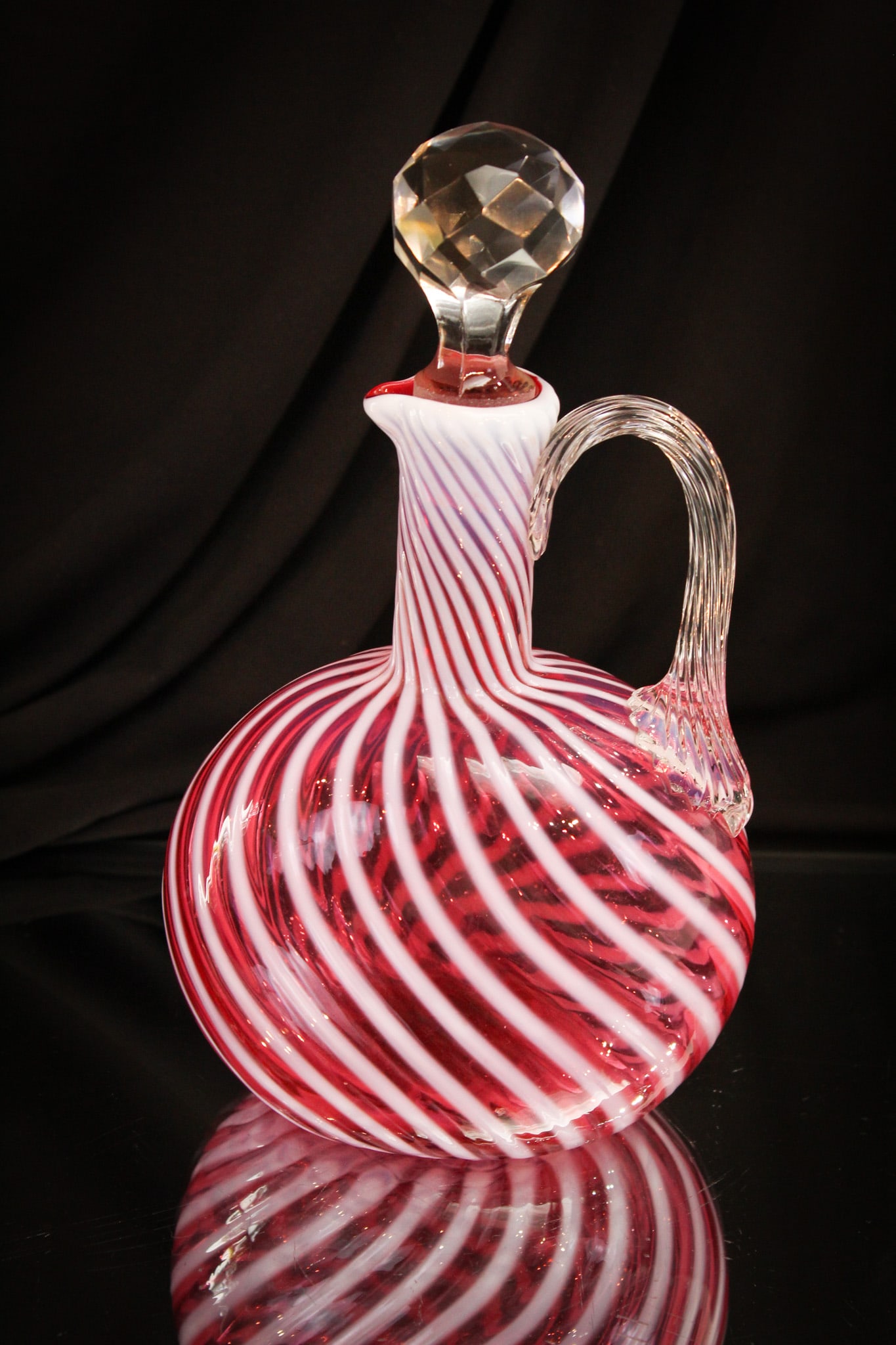 Victorian Hobb's Cranberry Opalescent Swirl Decanter (1 of 6)
