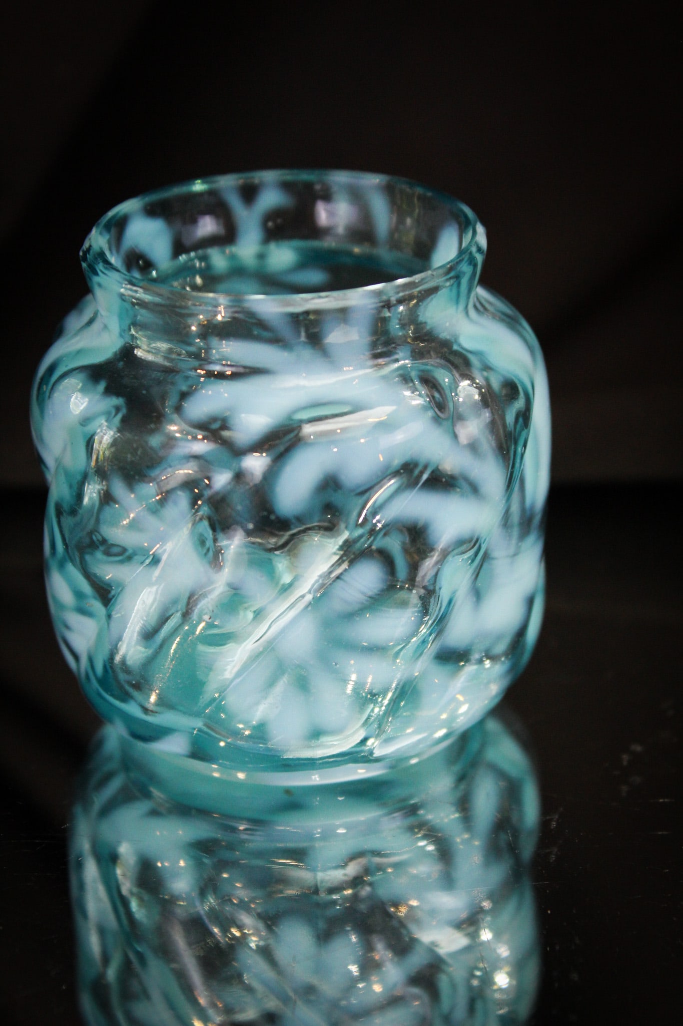 Northwood Daisy & Fern Blue Opalescent Toothpick: Another fine example of the Daisy & Fern in the Parian Swirl mold toothpick holder. This one in blue!