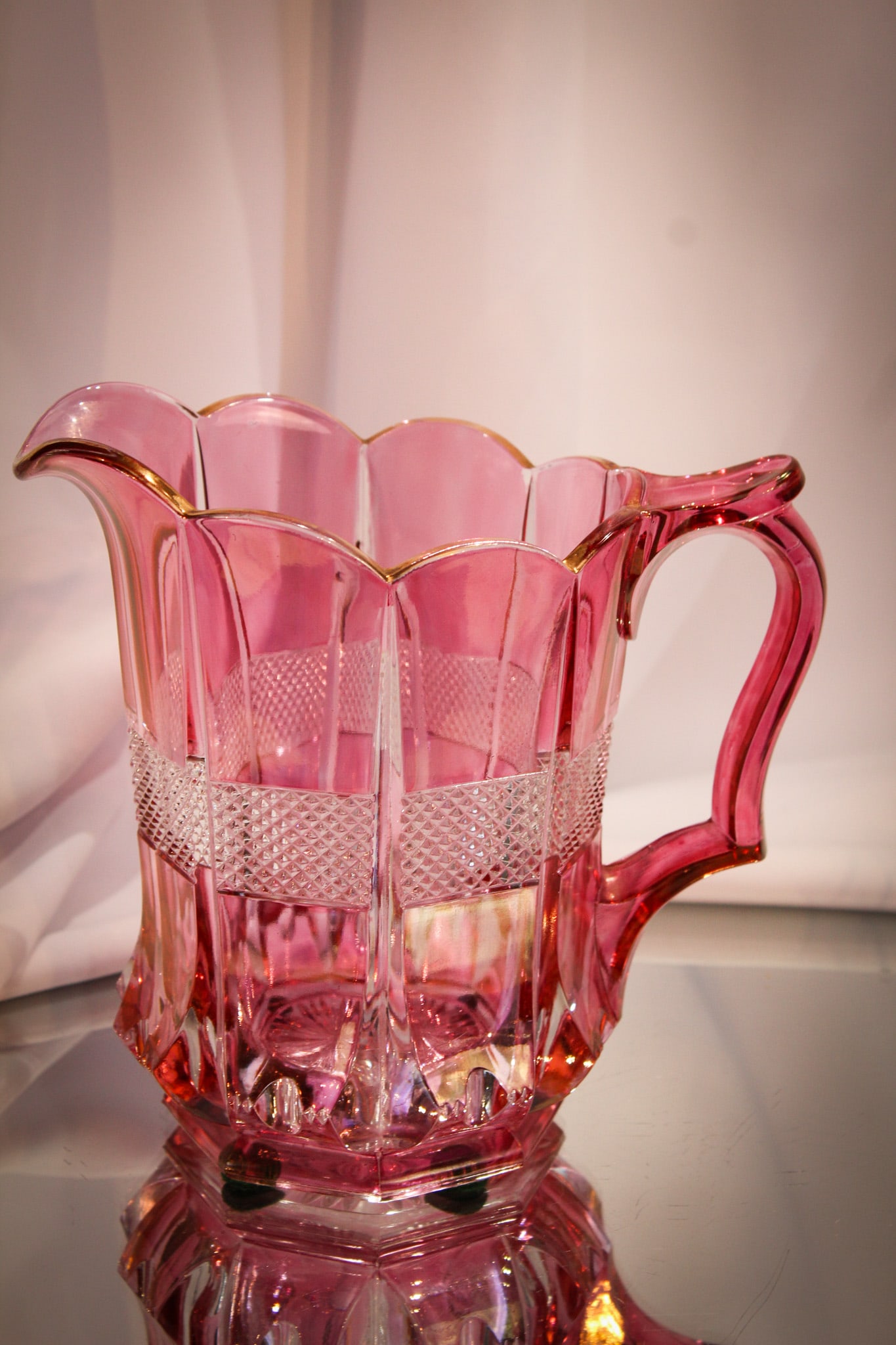 Maiden's Blush Banded Portland Victorian Pitcher (1 of 5)