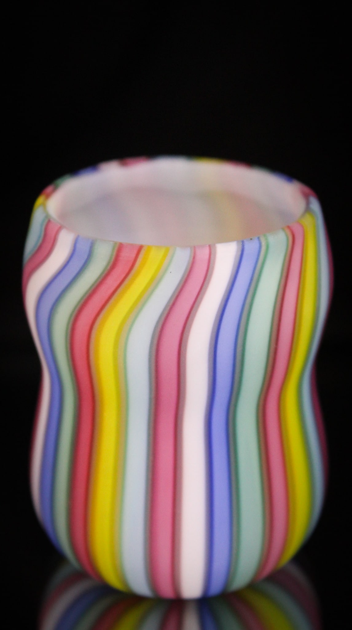 Murano Rainbow Stripe Art Glass Toothpick Holder Auction