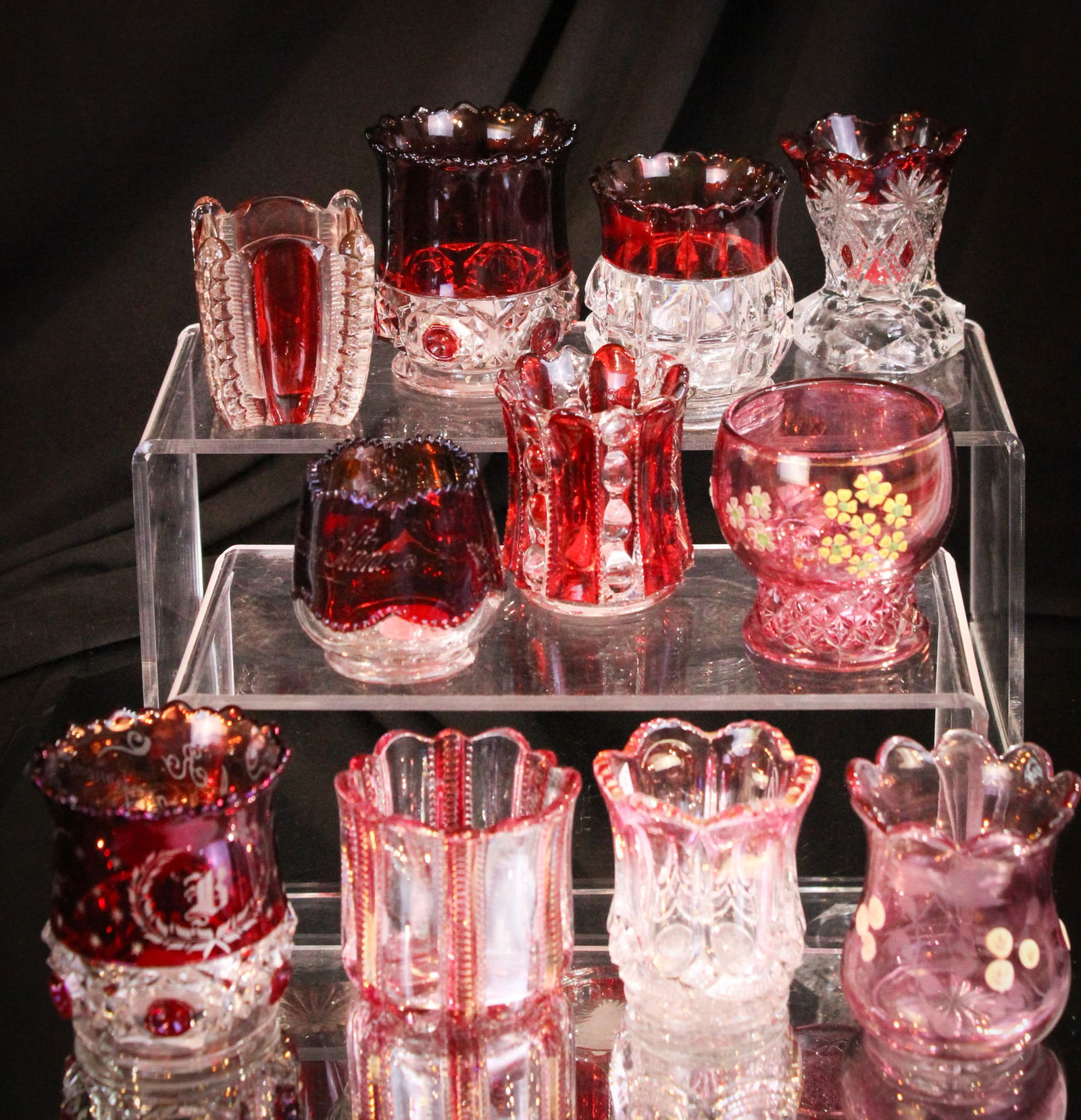11 pc Lot Victorian Glass Toothpick Holders Ruby Stained & More (1 of 5)