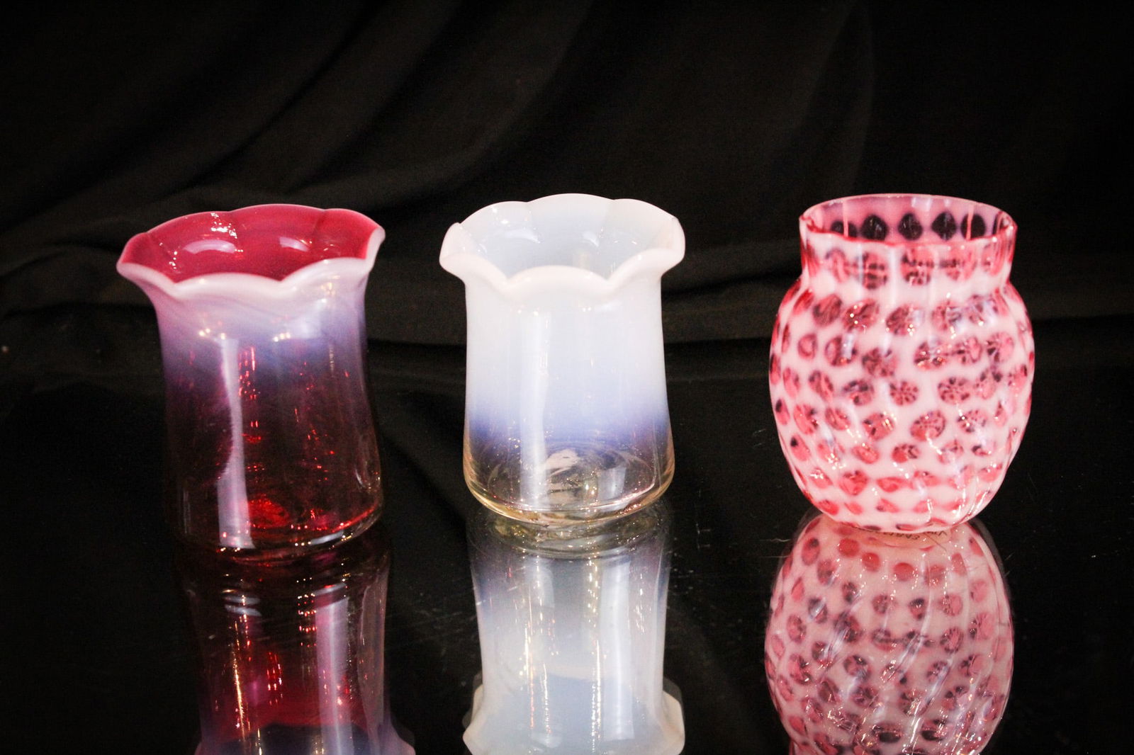 3 pc Lot Cranberry Hobb's & More Opalescent Toothpick Holders (1 of 7)