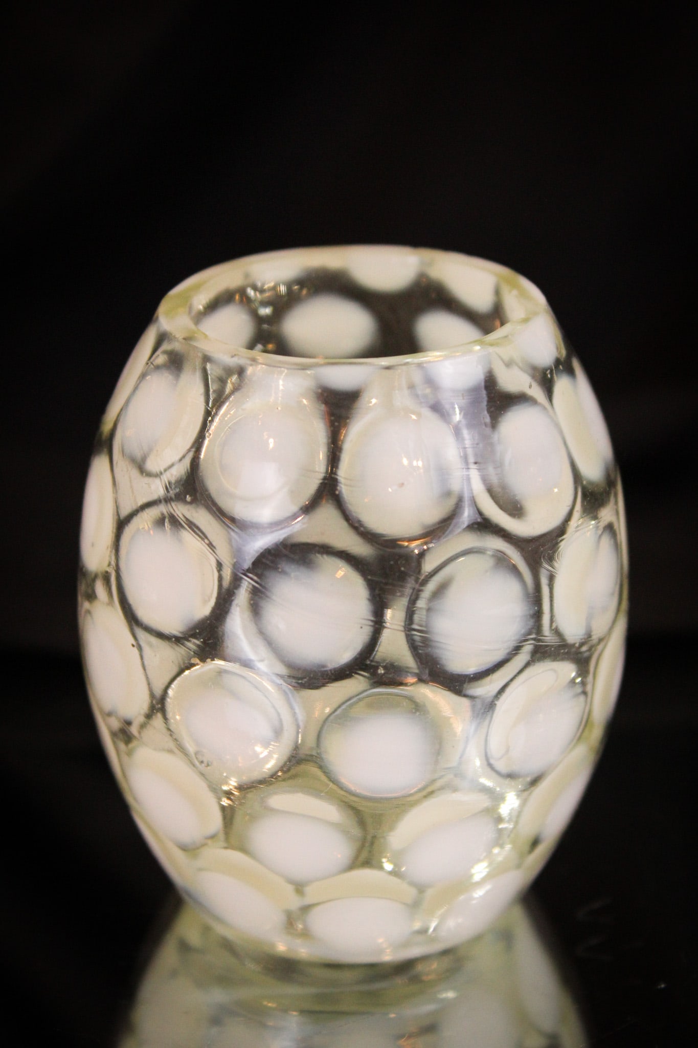 Opalescent Coinspot Victorian Glass Toothpick Holder (1 of 5)