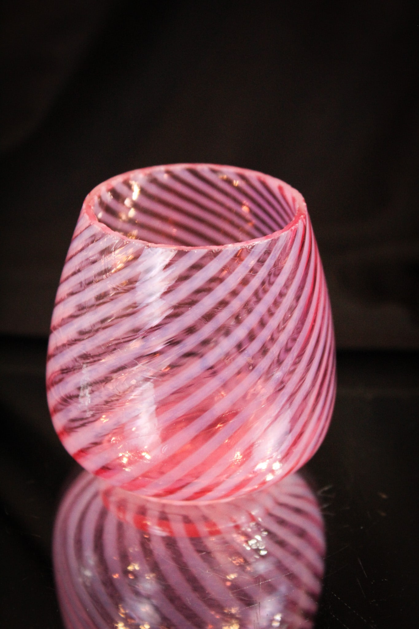 Scarce Cranberry Opalescent Fostoria Nickel Swirl Victorian Toothpick Holder (1 of 6)