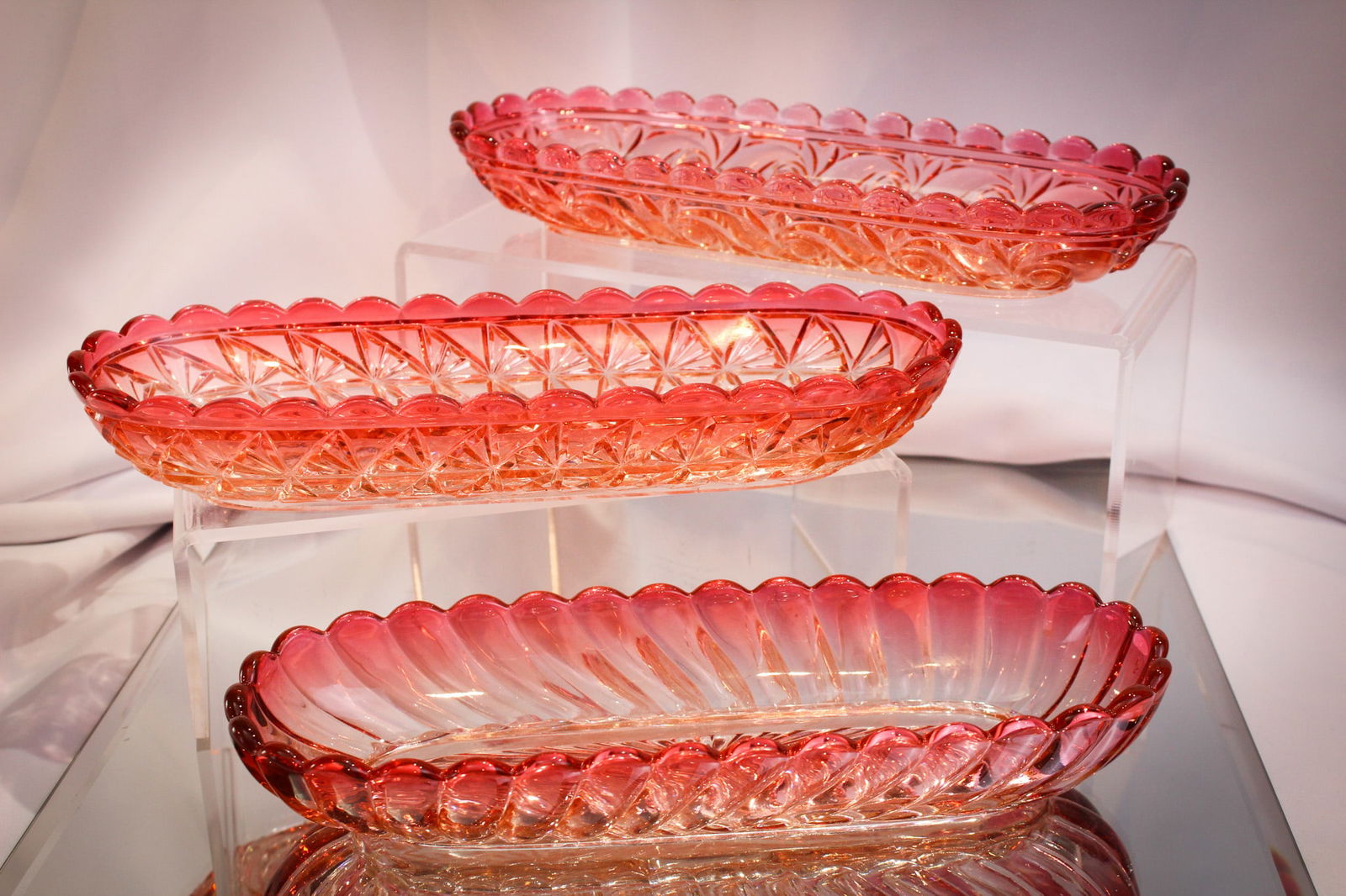 3 pc Lot Baccarat France Rose Tiente Glass (1 of 10)