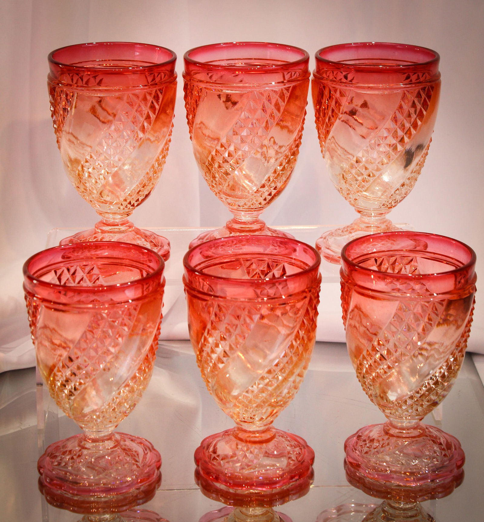 6 pc Lot Baccarat France Rose Tiente Glass (1 of 5)