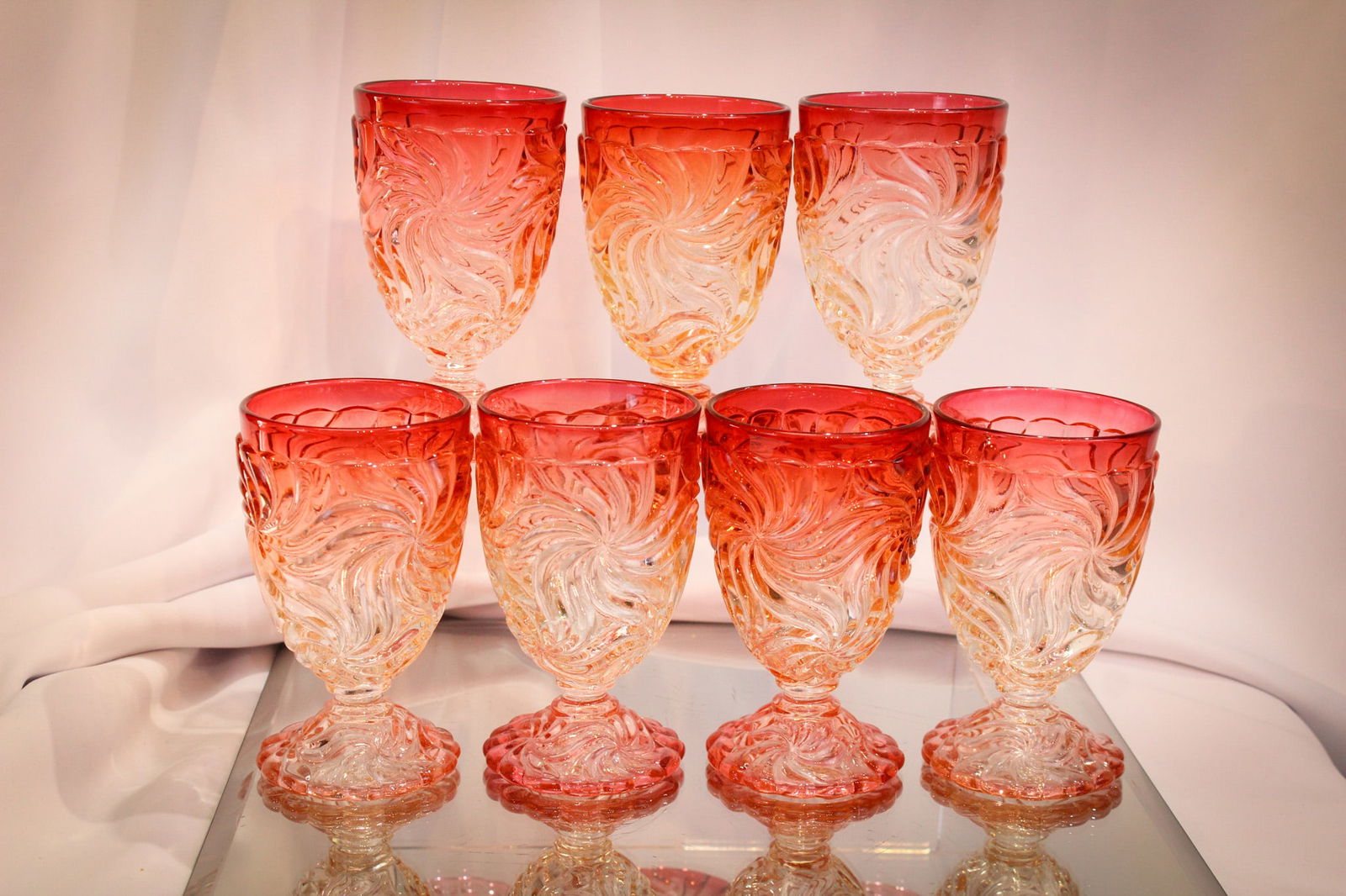 7 pc Lot Baccarat France Rose Tiente Glass (1 of 5)