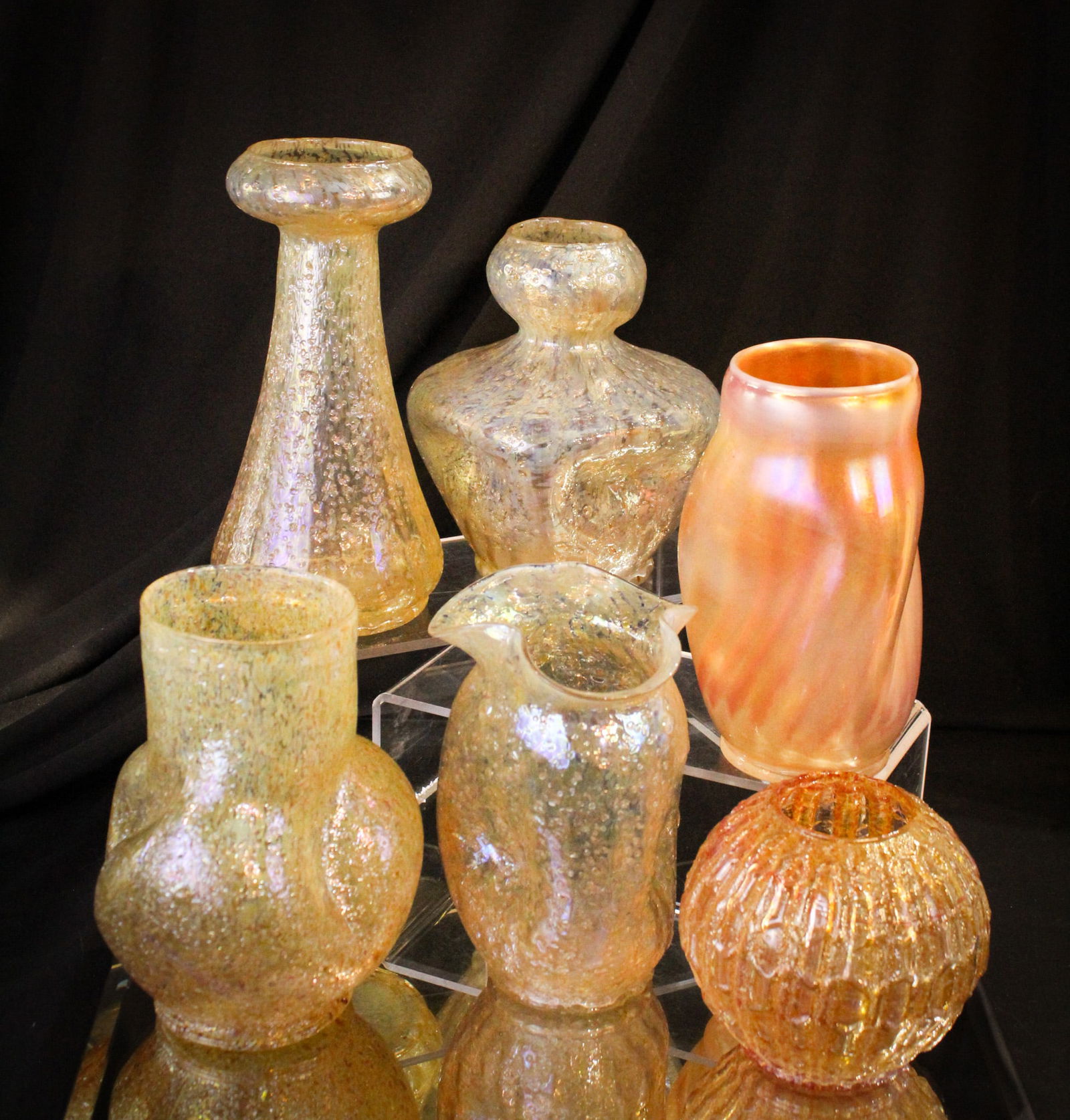 6 pc Lot Dugan Pompeiian/Venetain Carnival Frit Glass (1 of 18)