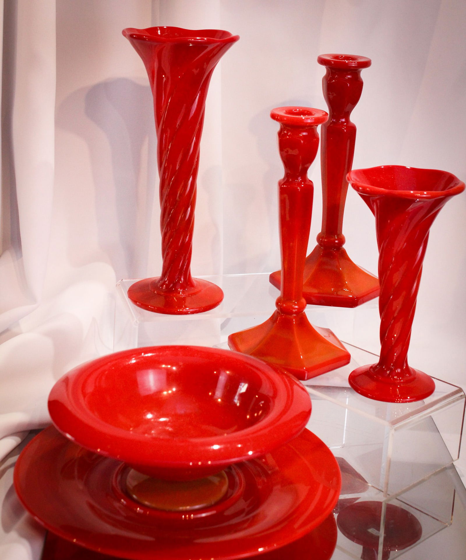 6 pc Lot Northwood Coral Glass (1 of 10)