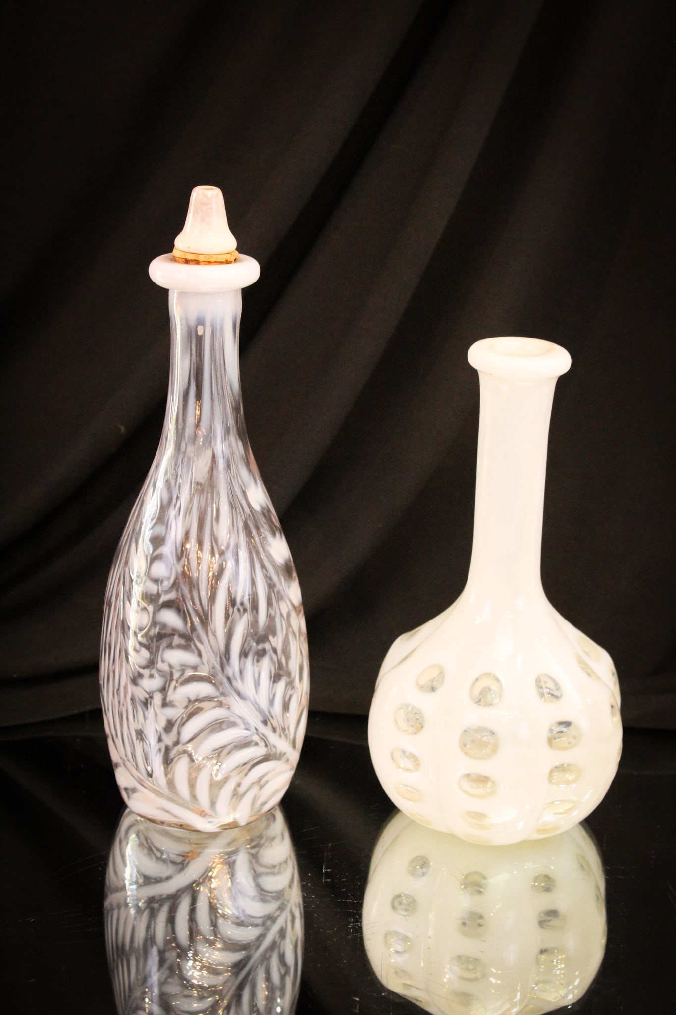 2 pc Lot Victorian Glass Opalescent Barber Bottles (1 of 8)