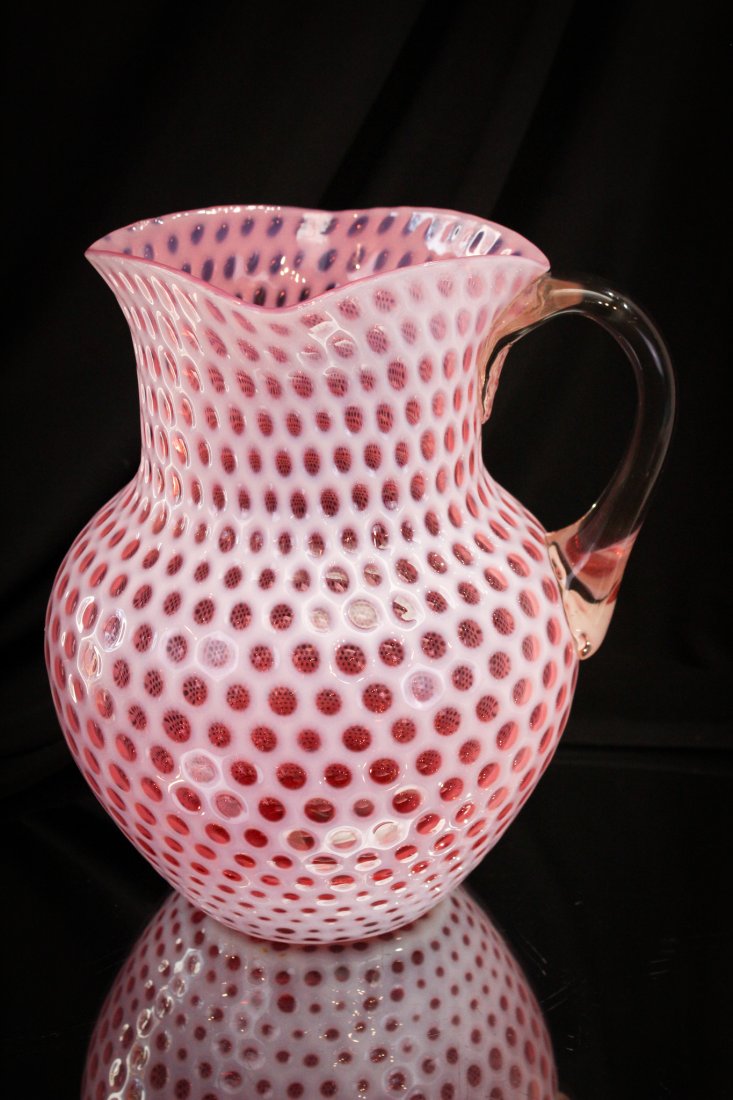 Hobb's Cranberry Opalescent Windows Victorian Water Pitcher (1 of 5)
