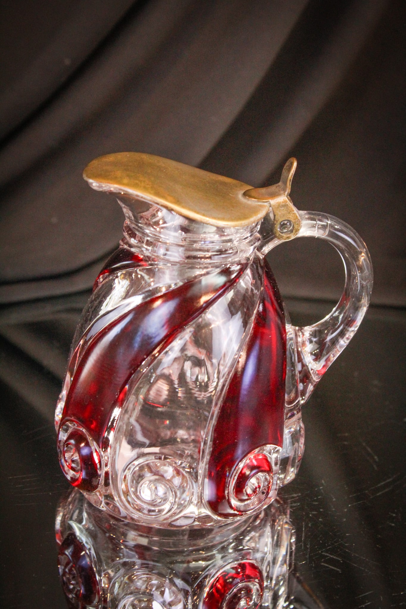 Ruby Stained Duncan Victorian Glass Syrup Pitcher (1 of 10)