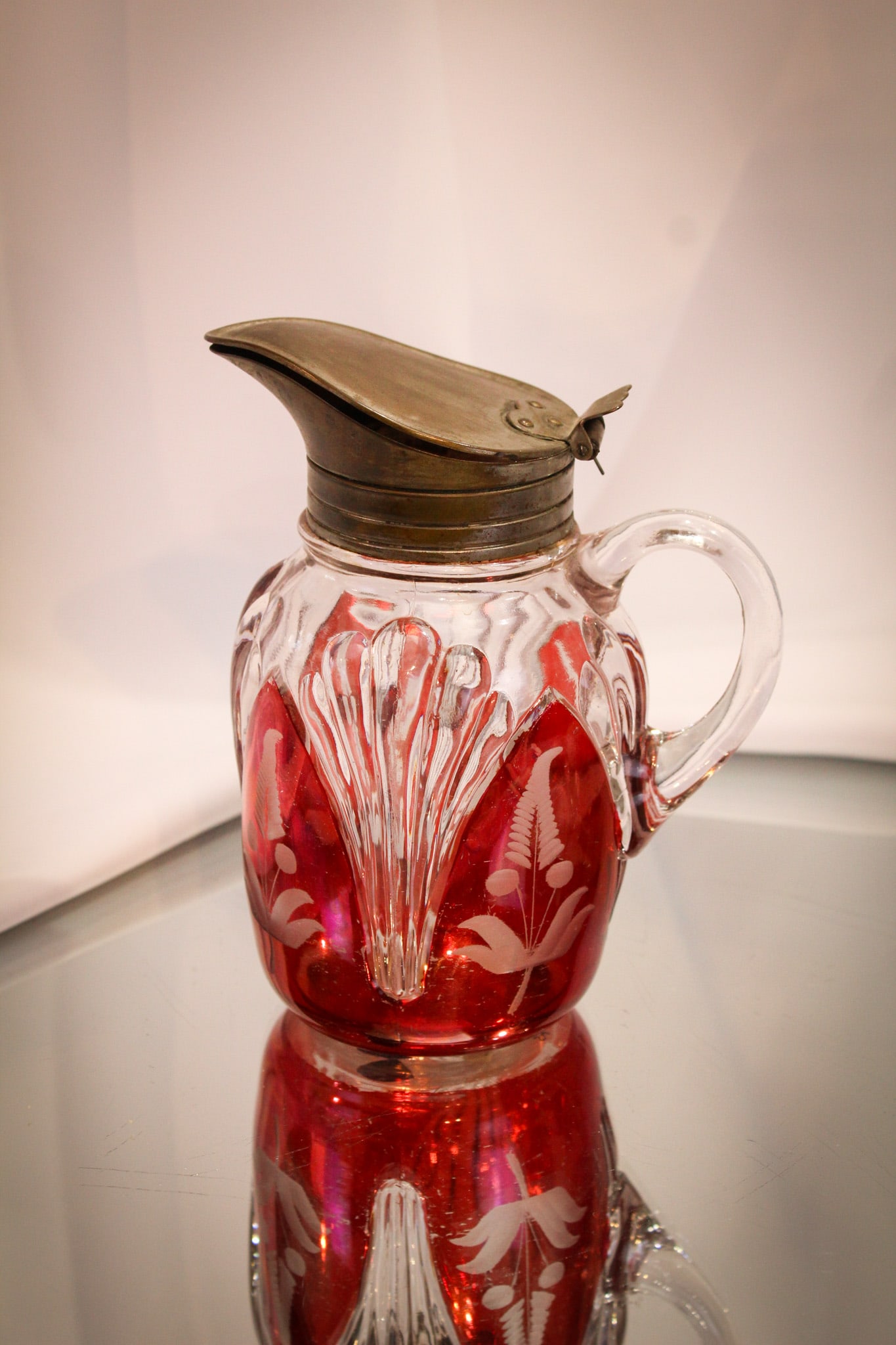 Ruby Stained Victorian Glass Engraved Millard Syrup (1 of 6)