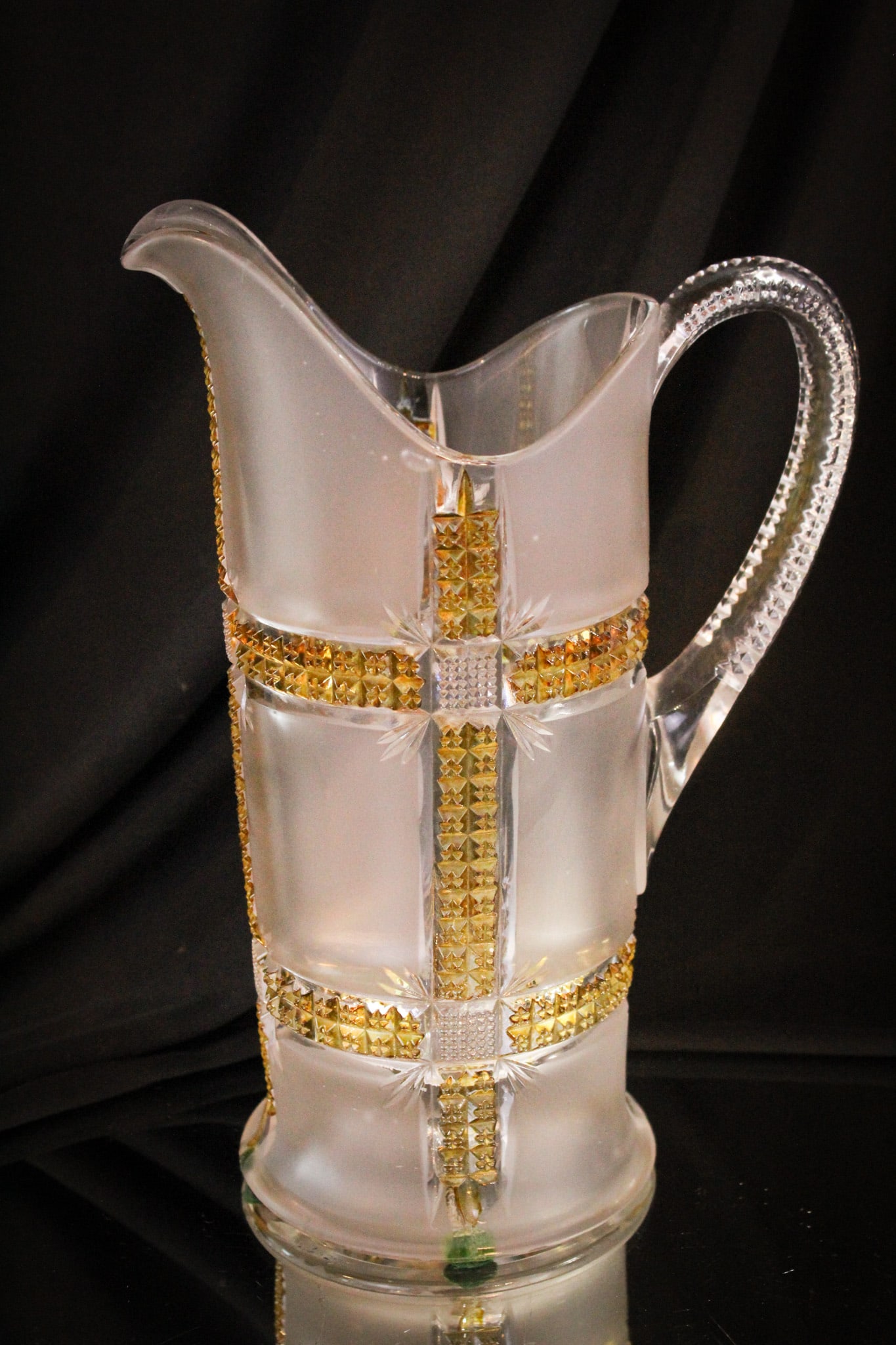 Dalzell Klondike Amberette Tankard Victorian Amber Stained Glass Pitcher (1 of 6)