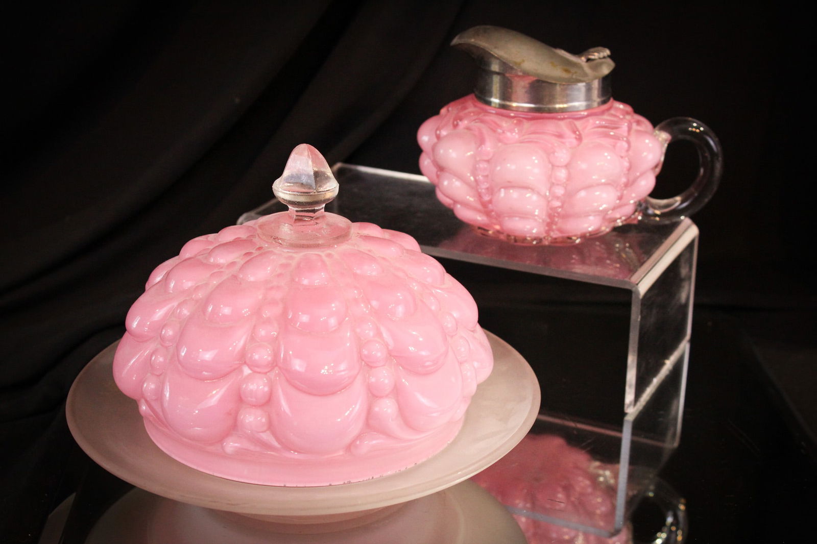 2 pc Lot Fostoria Consolidated Glass Victorian Glass Guttate Syrup & Butter (1 of 13)