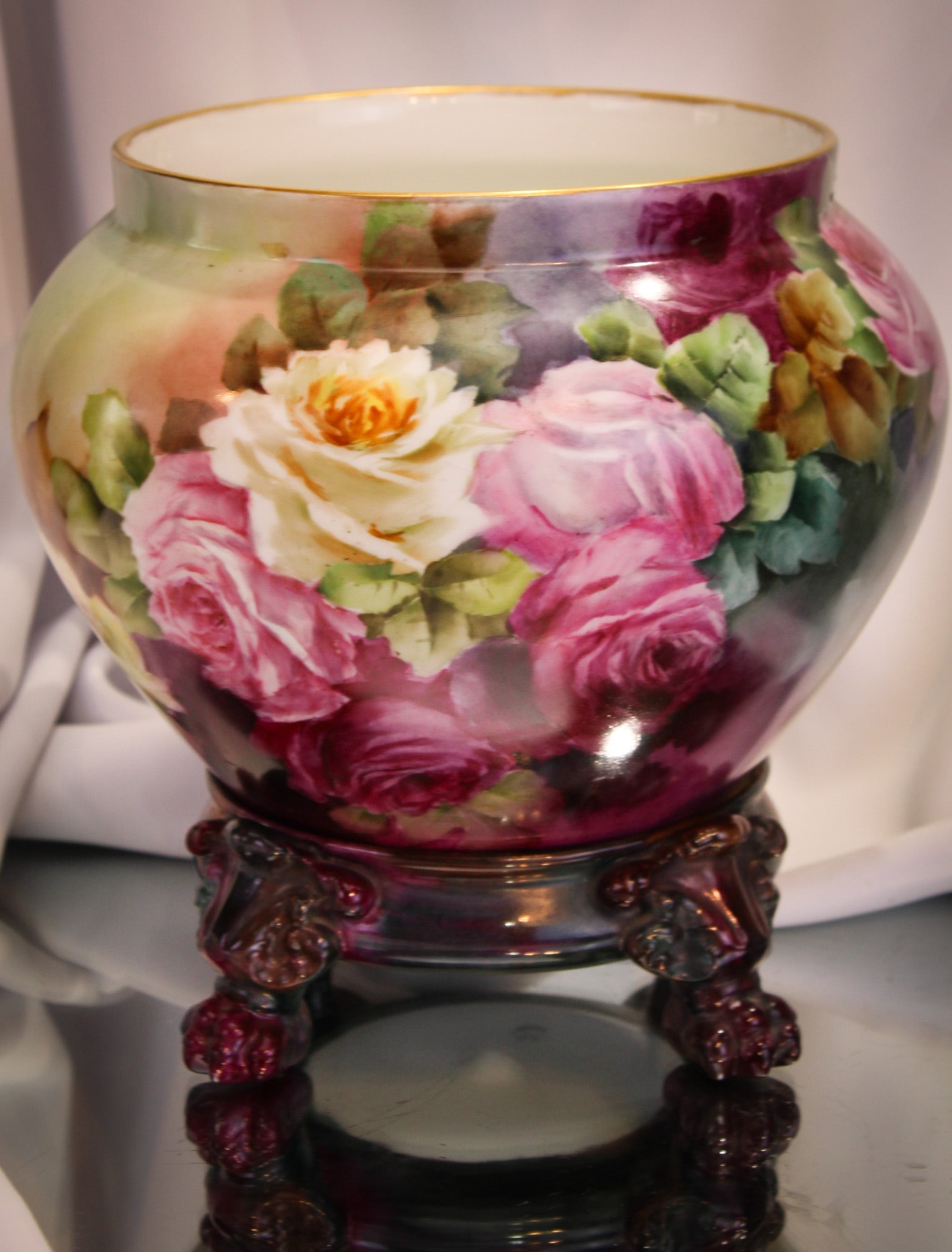 Limoges Frances JPL D&Co Hand Painted Porcelain Apartment Size Jardinere & Plinth (1 of 17)