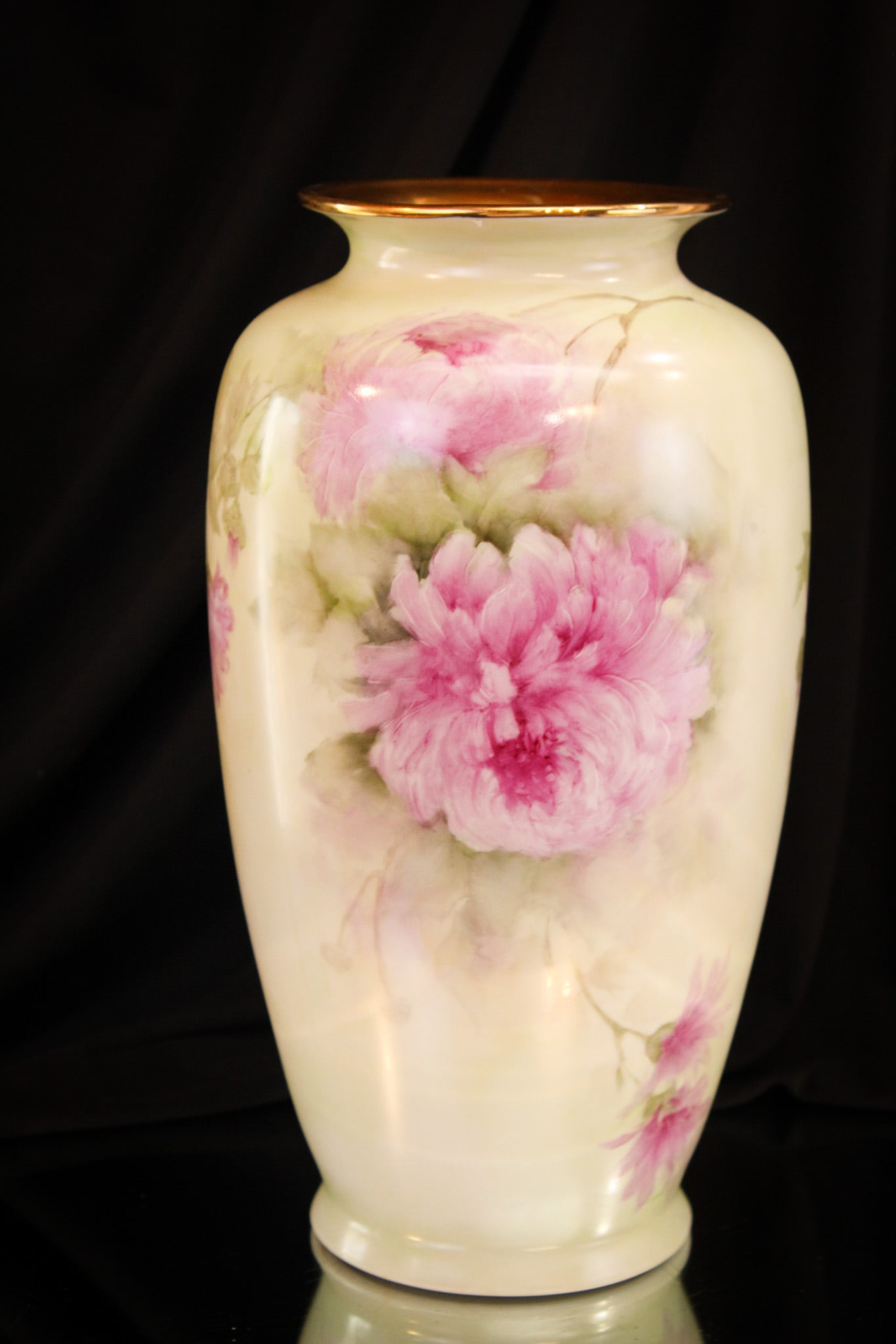 Hand Painted Porcelain Artist Signed 12" Chrysanthemum Vase (1 of 10)