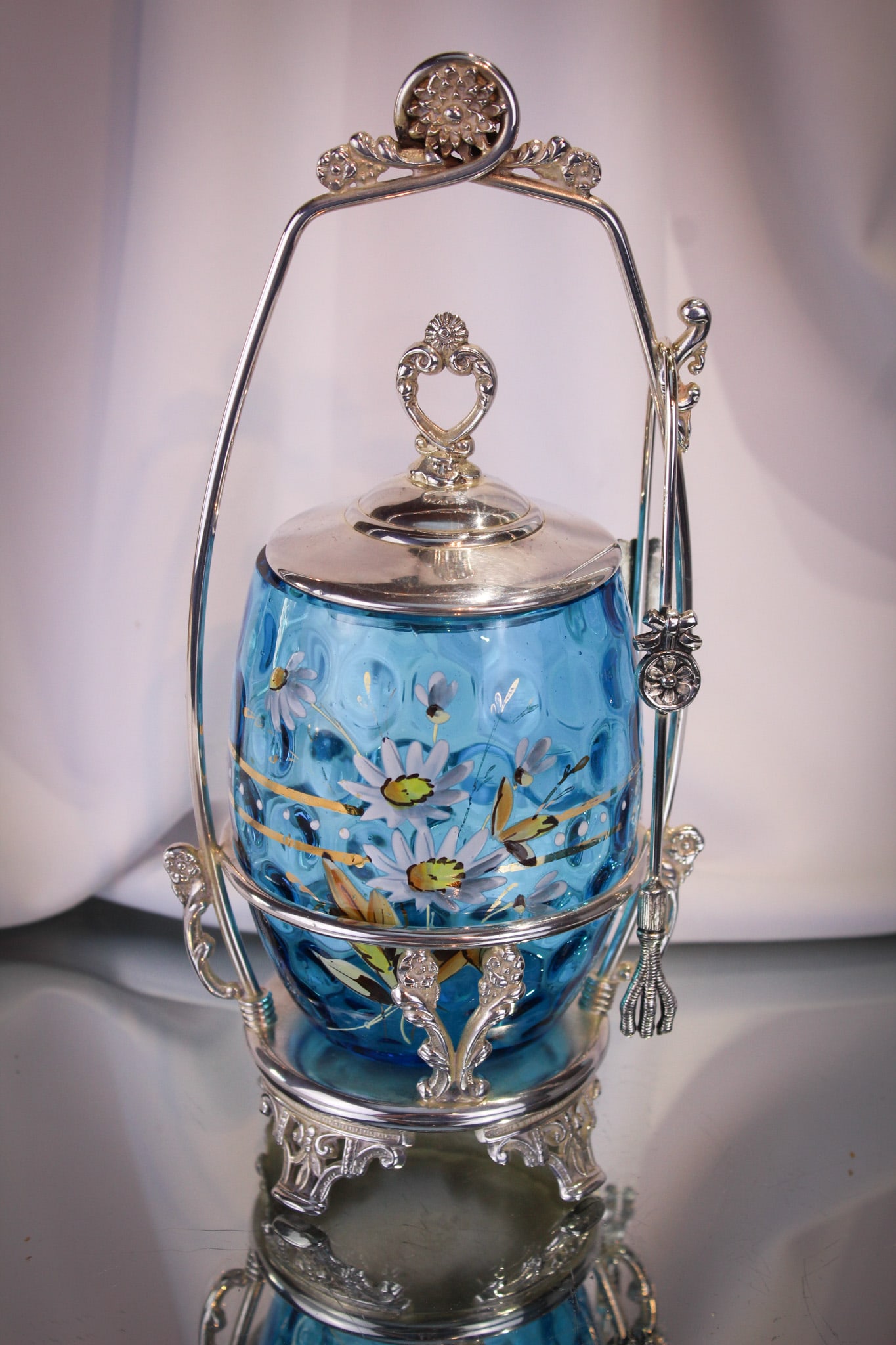 Victorian Aurora Silverplate Blue Enameled Pickle Castor (1 of 8)