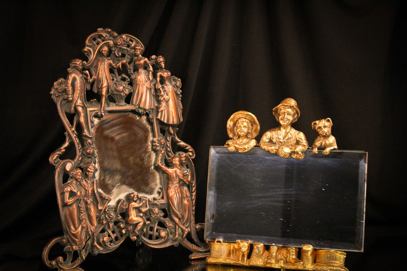 2 pc Lot Victorian Figural Mirrors (1 of 10)