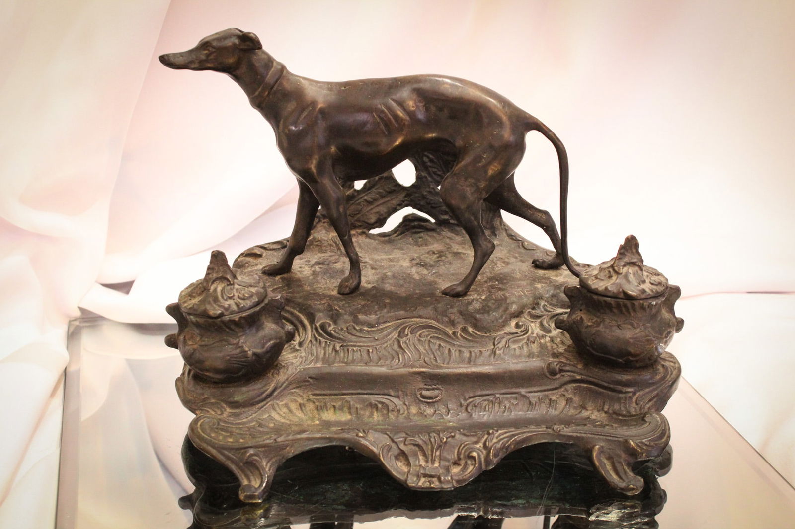 Signed "Mene" Bronze Double Inkwell Set (1 of 8)
