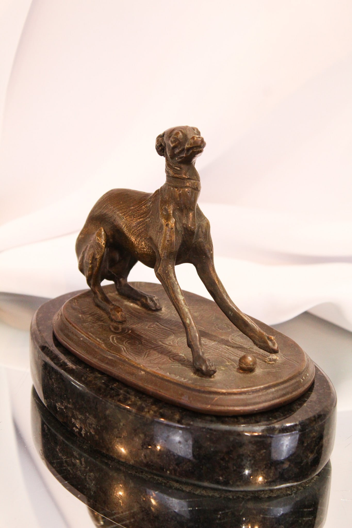 Signed "P.J. Mene" Bronze of Greyhound on Marble Base (1 of 10)