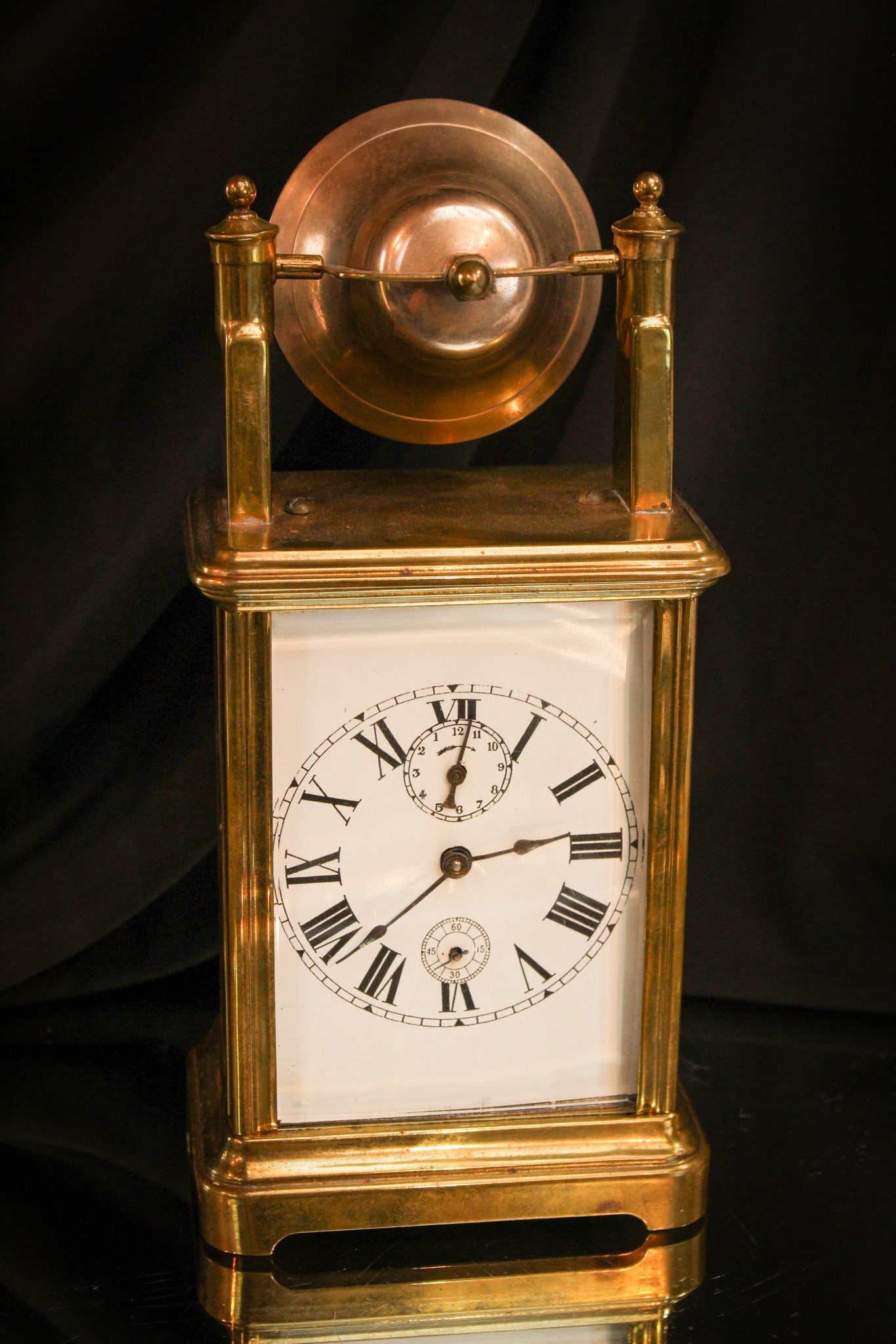 Antique Brass Regulator Clock with Bell (1 of 8)