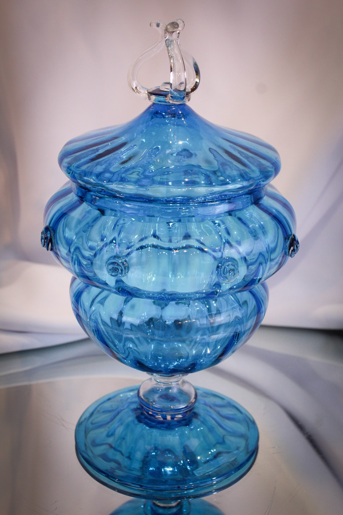 Steuben Celeste Blue Glass Pedestal Candy Dish (1 of 10)