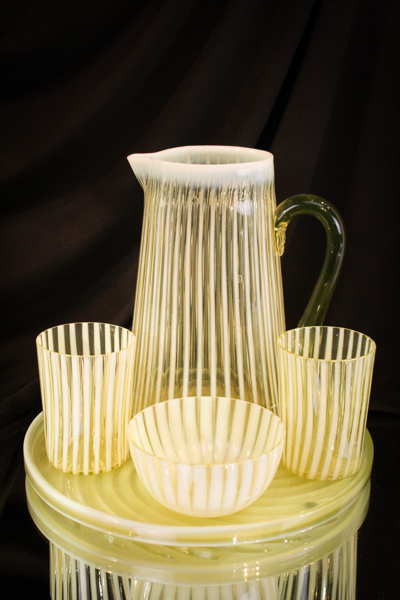 Rare Vaseline Opalescent Stripe Lemonade Set (1 of 20)