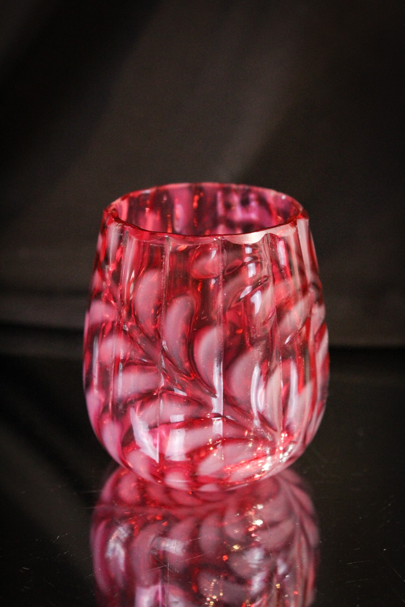 Scarce Cranberry Opalescent Fern Victorian Toothpick Holder (1 of 4)