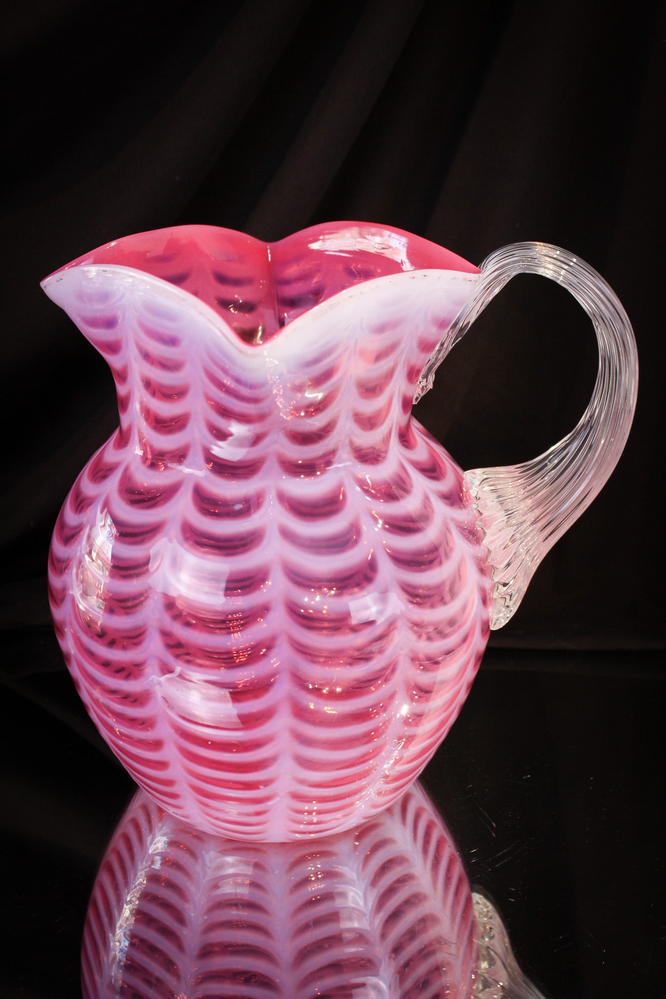 Very Rare Phoenix Cranberry Opalescent Drape Victorian Pitcher (1 of 8)