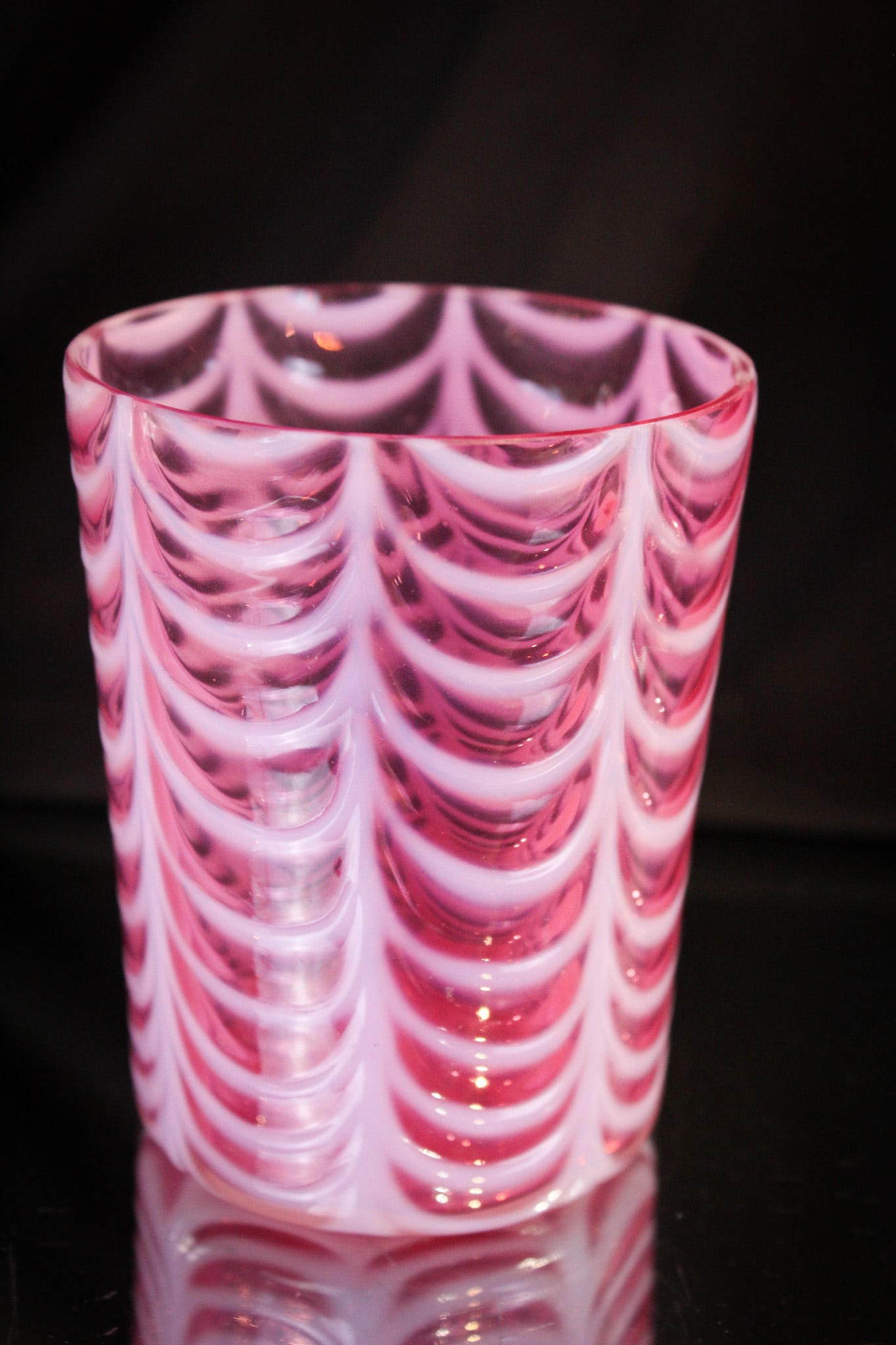 Very Rare Phoenix Cranberry Opalescent Drape Tumbler (1 of 5)
