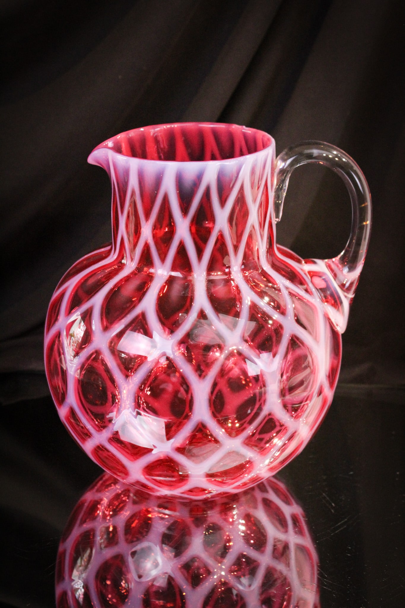 Cranberry Opalescent Ellipse & Diamond Victorian Water Pitcher (1 of 5)