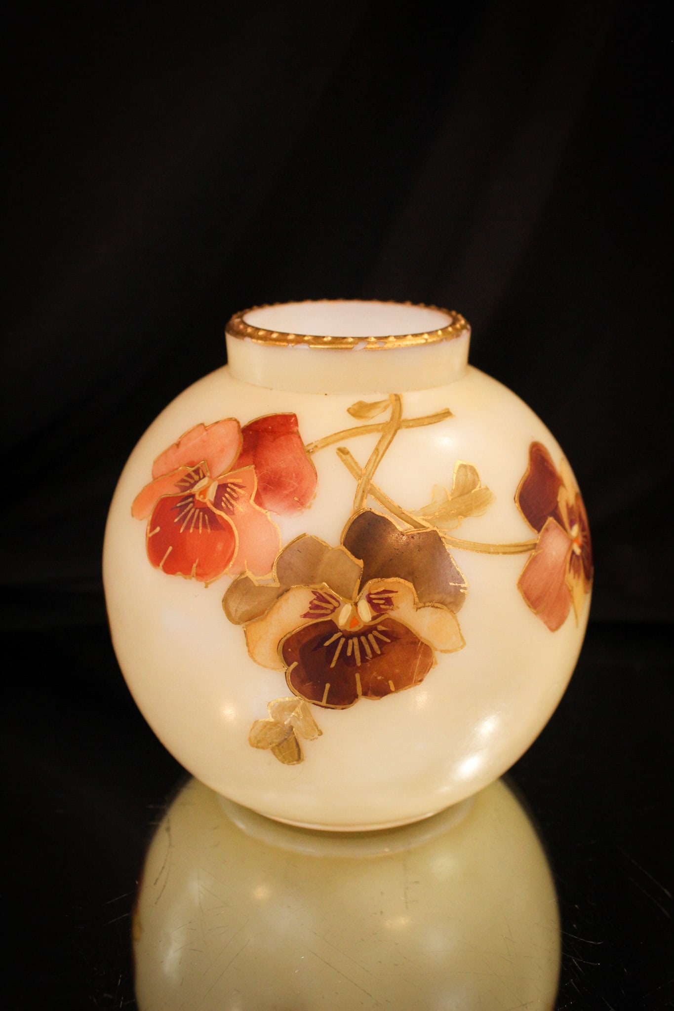 Smith Bros. Pansy Decorated Victorian Glass Rose Bowl (1 of 5)