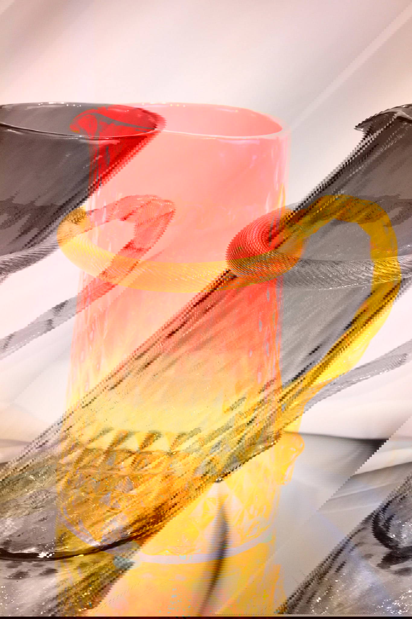 Victorian Amberina Glass Rope Handle Diamond Quilt Tankard Auction